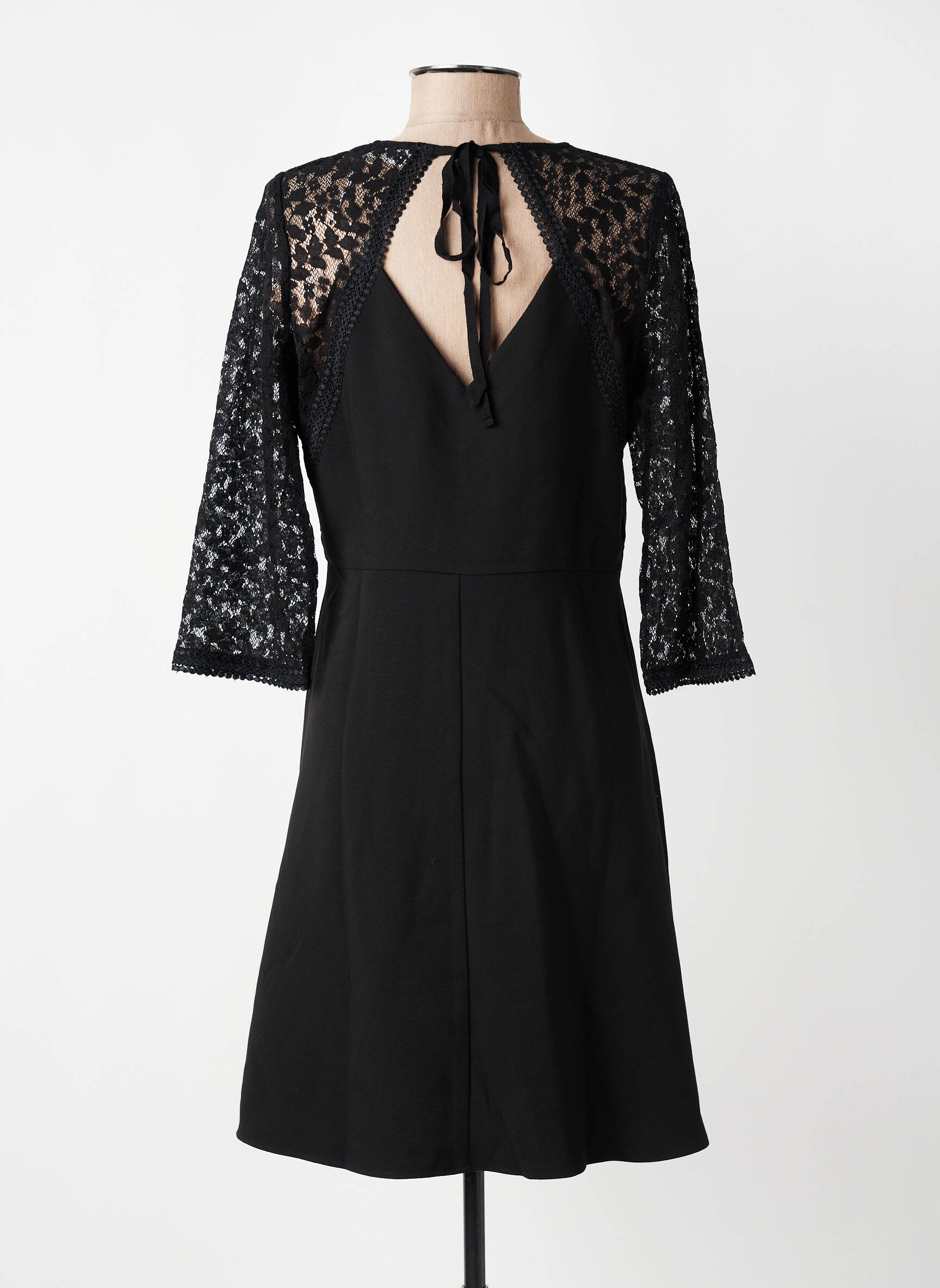 Robe mi-longue manches longues manches longues noir GRACE & MILA femme