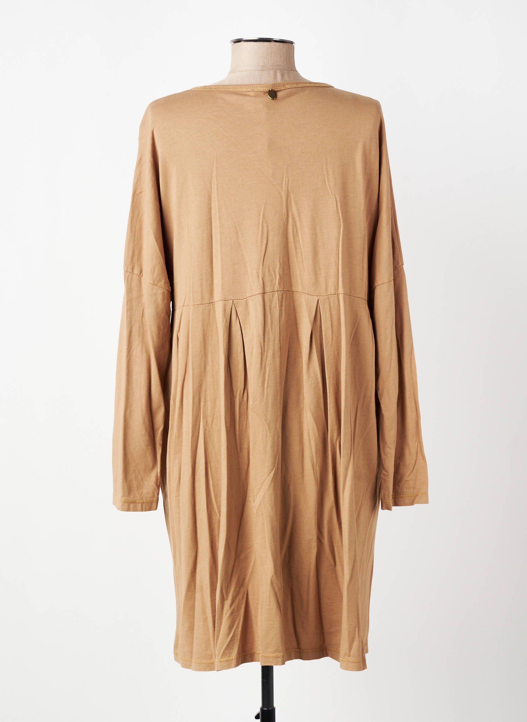 Robe mi-longue manches longues manches longues marron PAKO LITTO femme