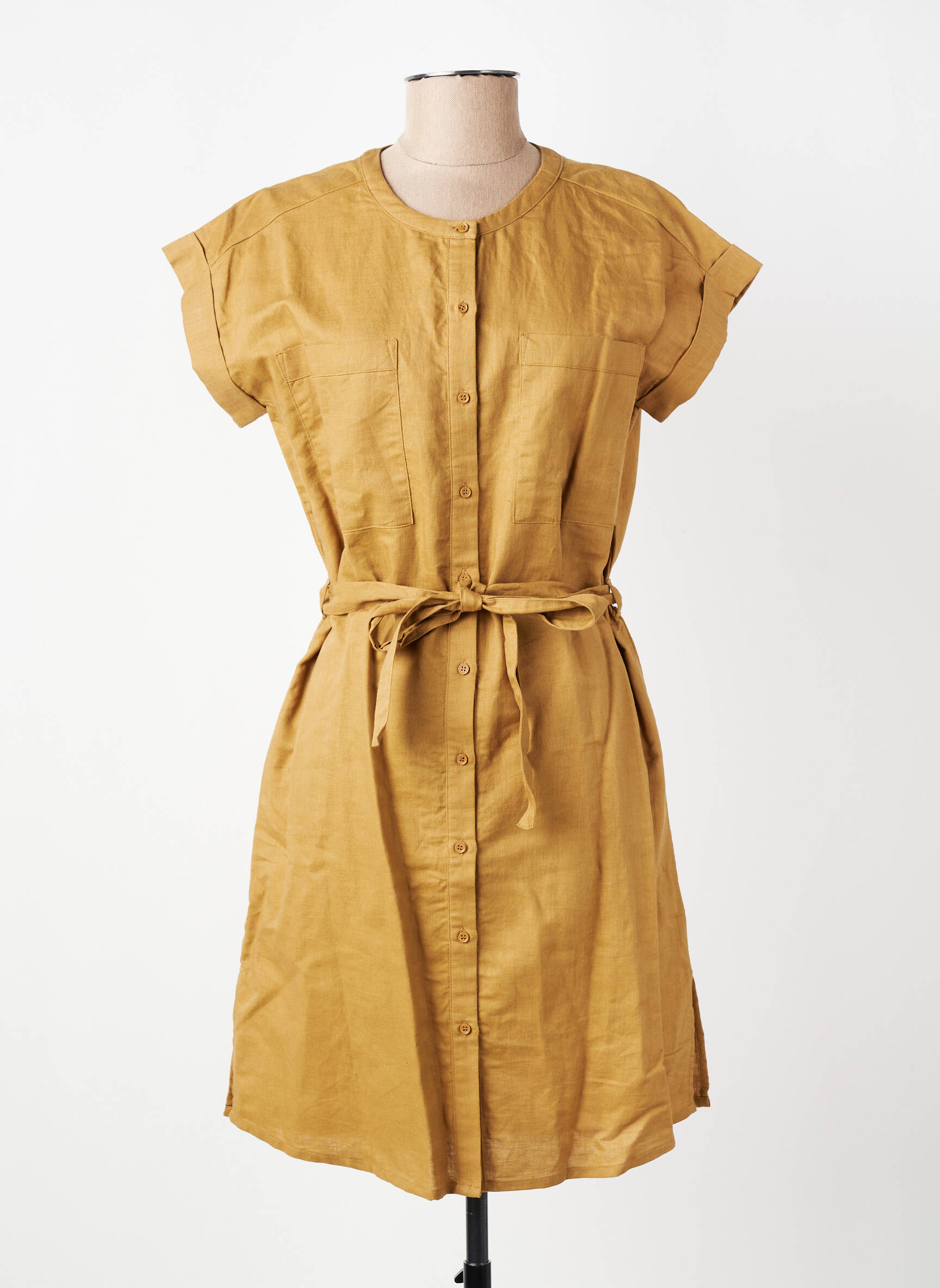 Robe courte manches courtes manches courtes marron MARIE-SIXTINE femme