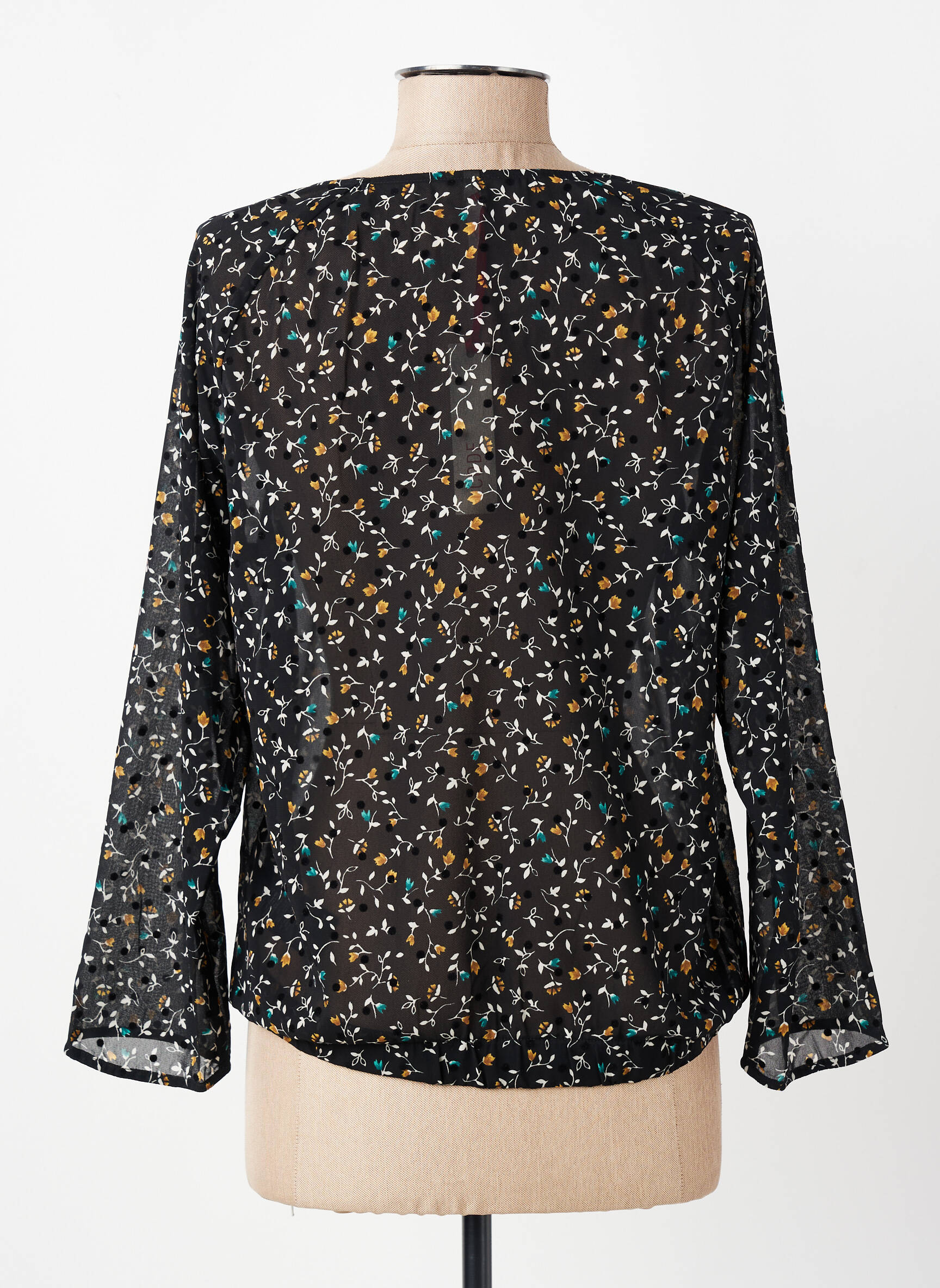 Blouse légère et transparente manches longues noir I.CODE (By IKKS) femme