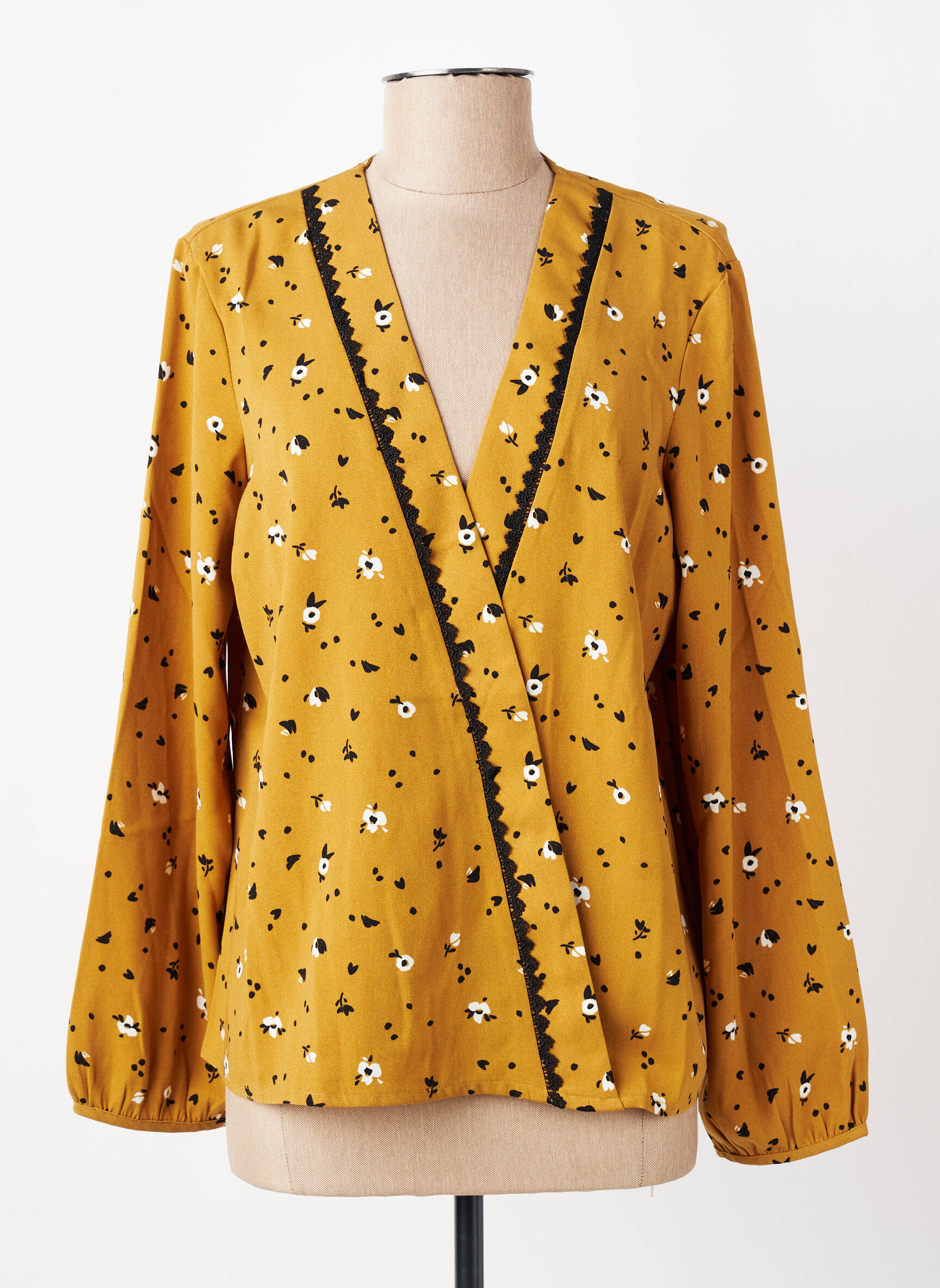 Blouse imprimé fleurs manches longues jaune I.CODE (By IKKS) femme