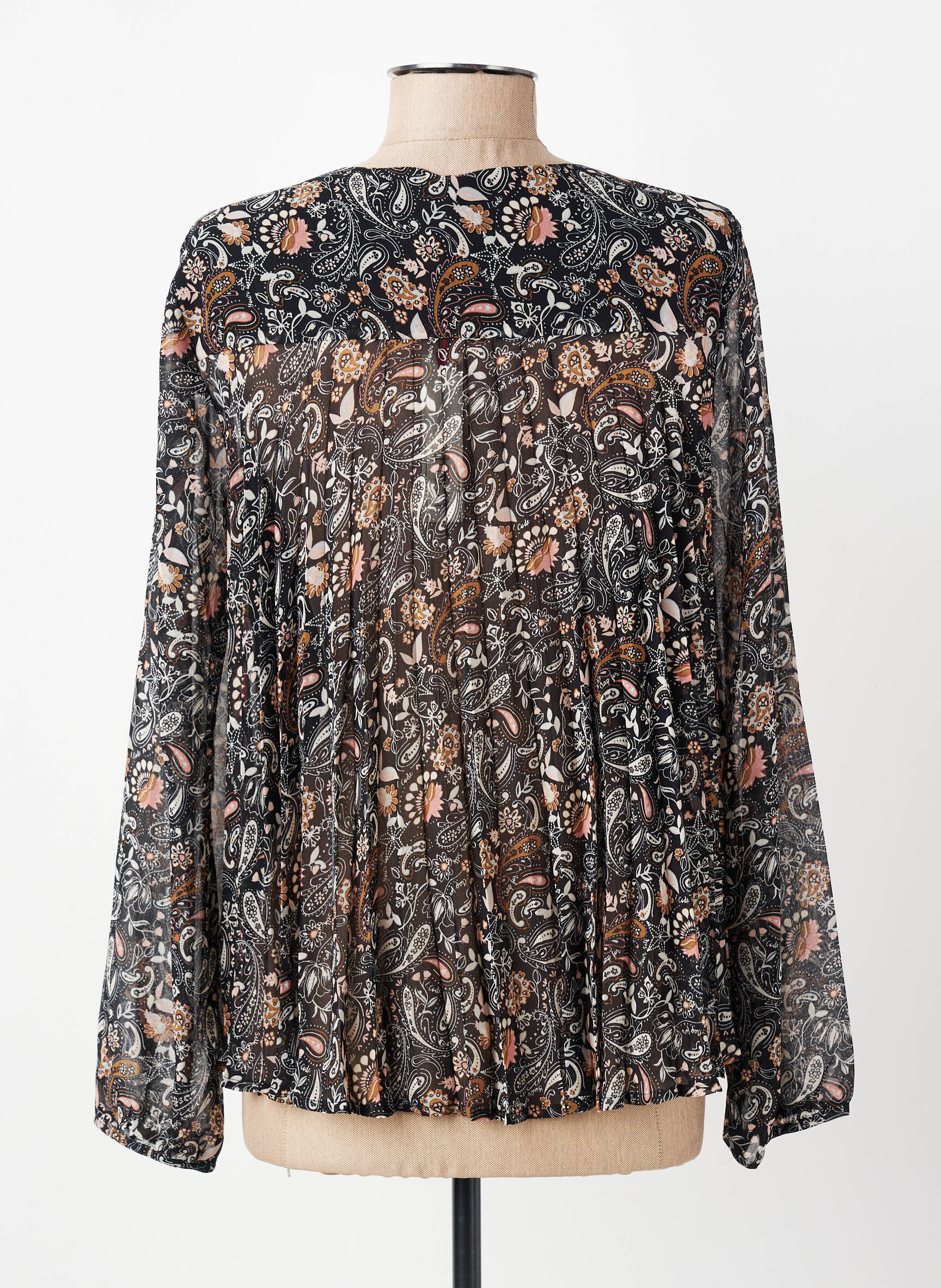 Blouse légère et transparente manches longues marron I.CODE (By IKKS) femme