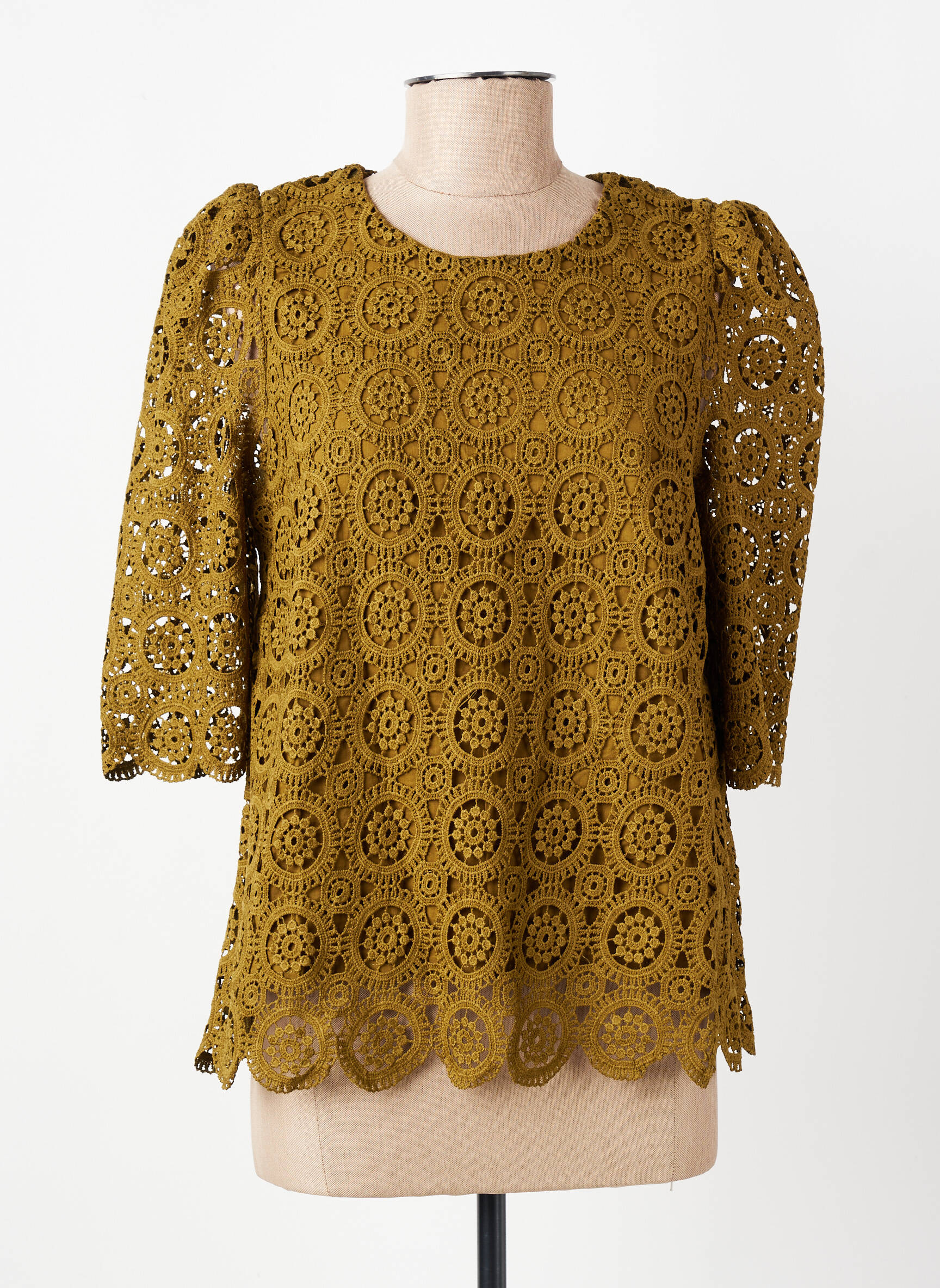 Top col rond manches 3/4 vert LA PETITE ETOILE femme