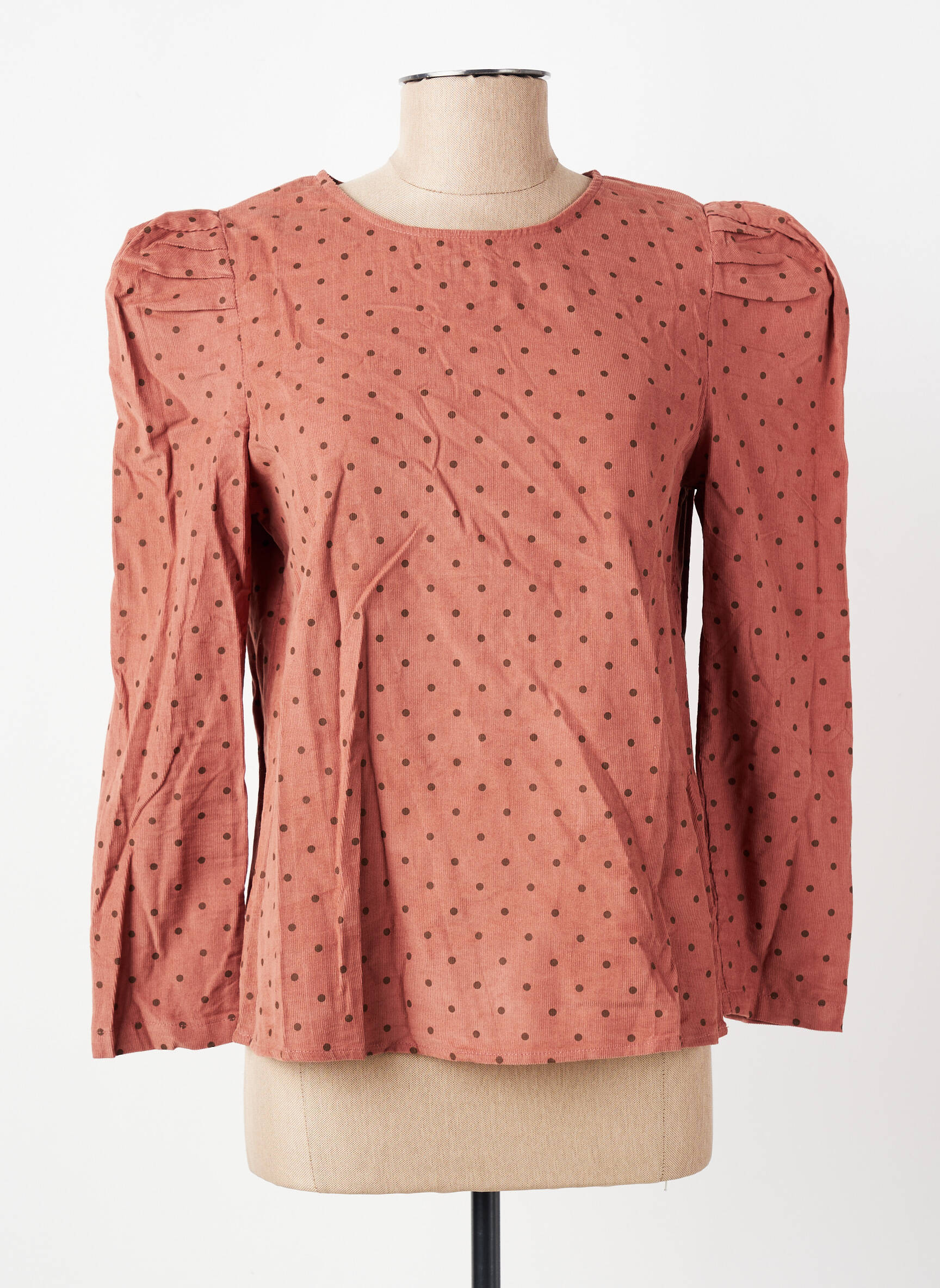 Blouse col rond manches longues marron CERISE BLUE femme