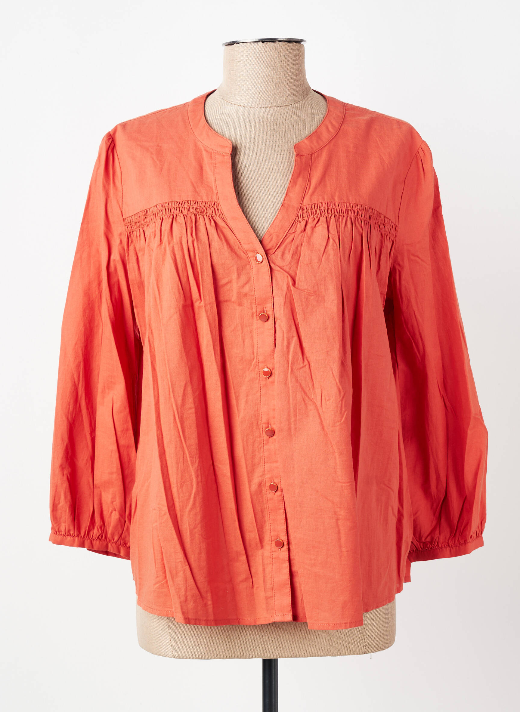 Blouse poignets boutonnés avec fente manches longues orange MARIE-SIXTINE femme