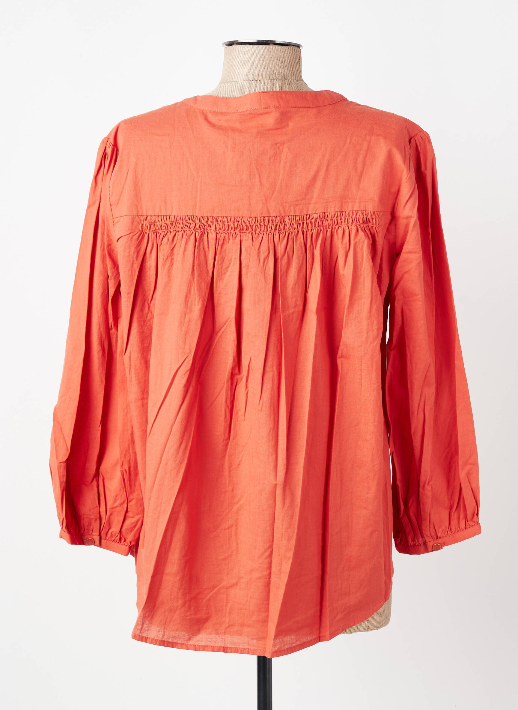 Blouse poignets boutonnés avec fente manches longues orange MARIE-SIXTINE femme