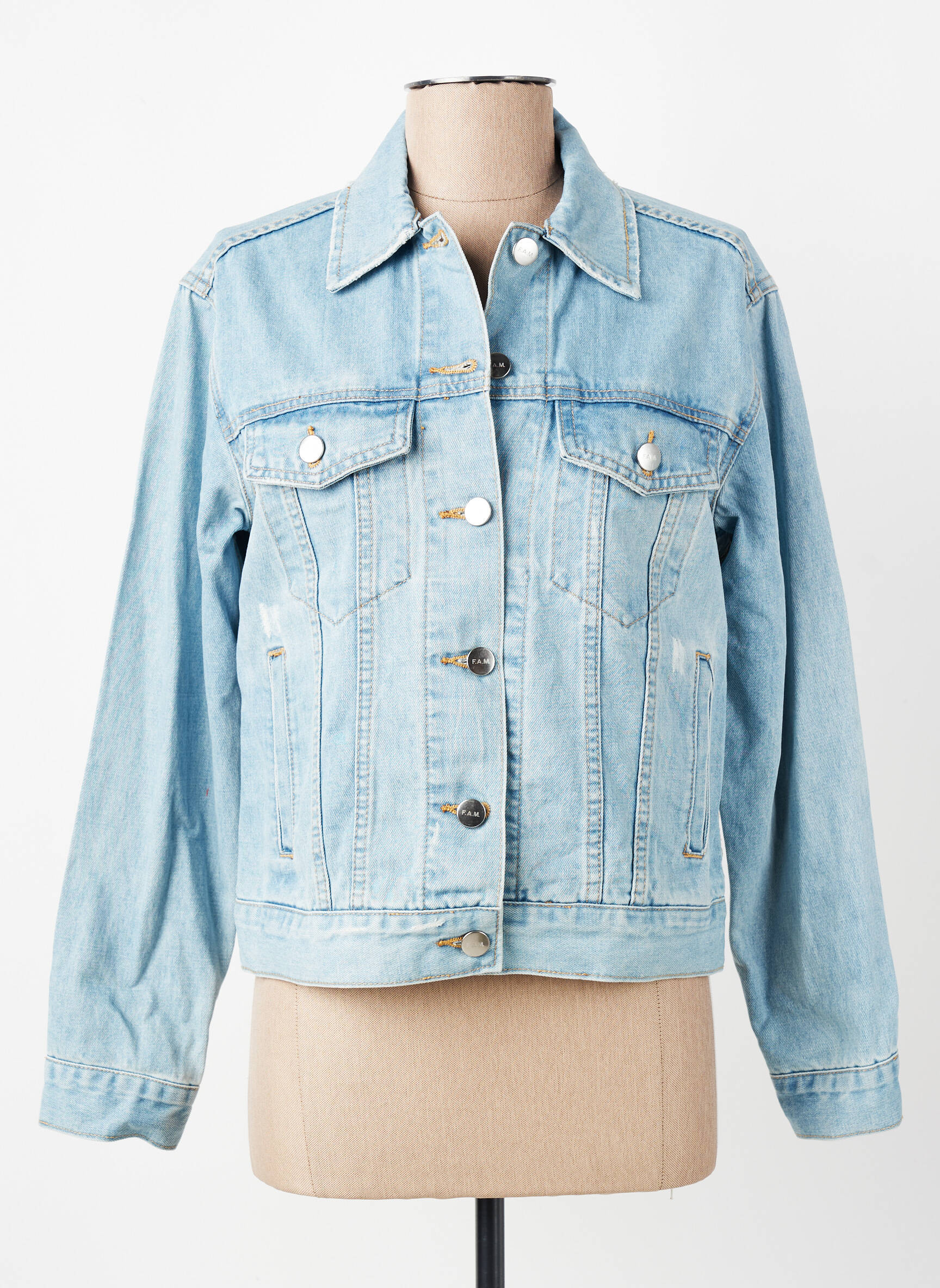 Veste casual poignets boutonnés avec fente bleu F.A.M. femme
