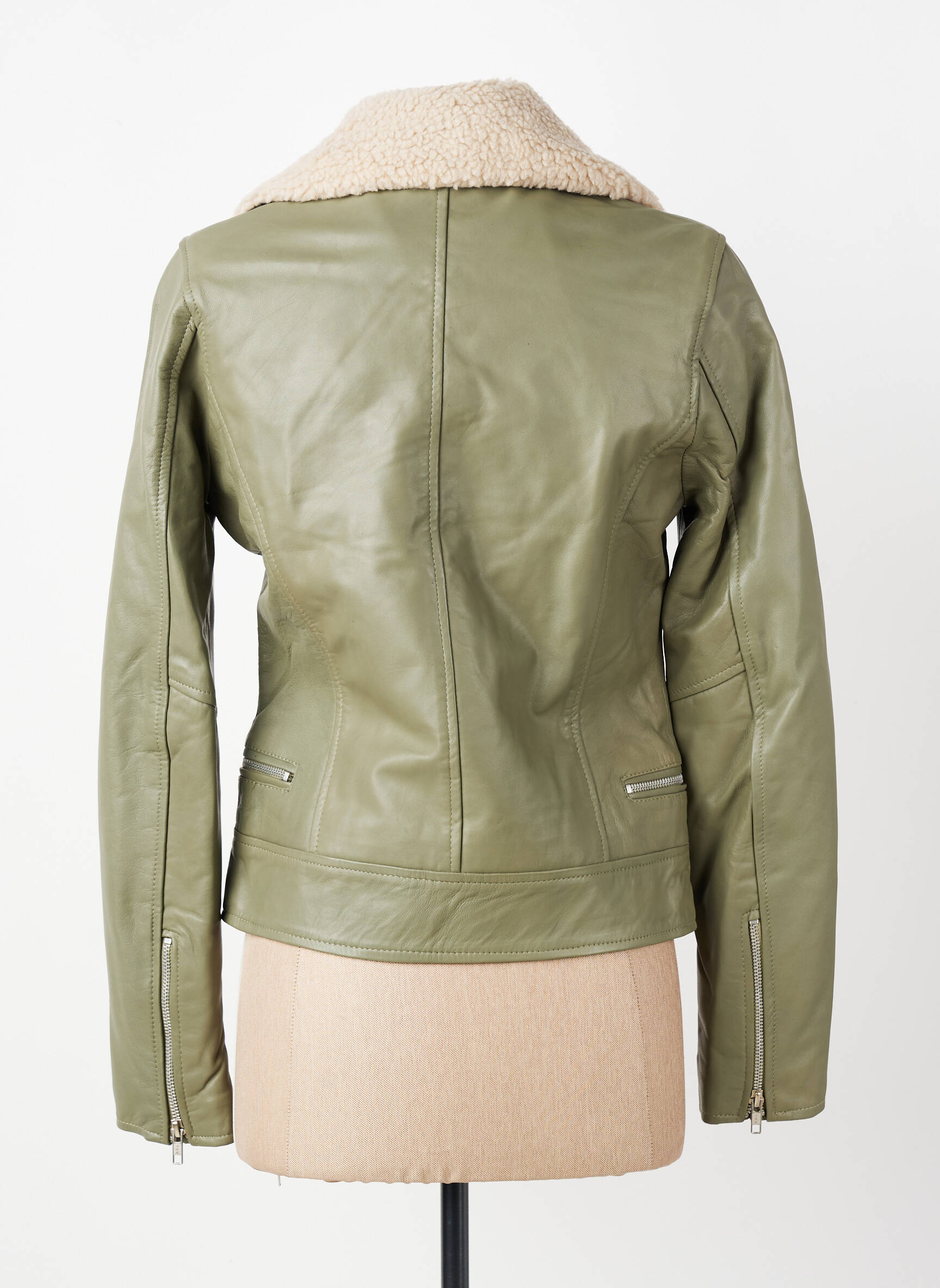 Veste en cuir sans repassage vert MAMOUCHKA femme