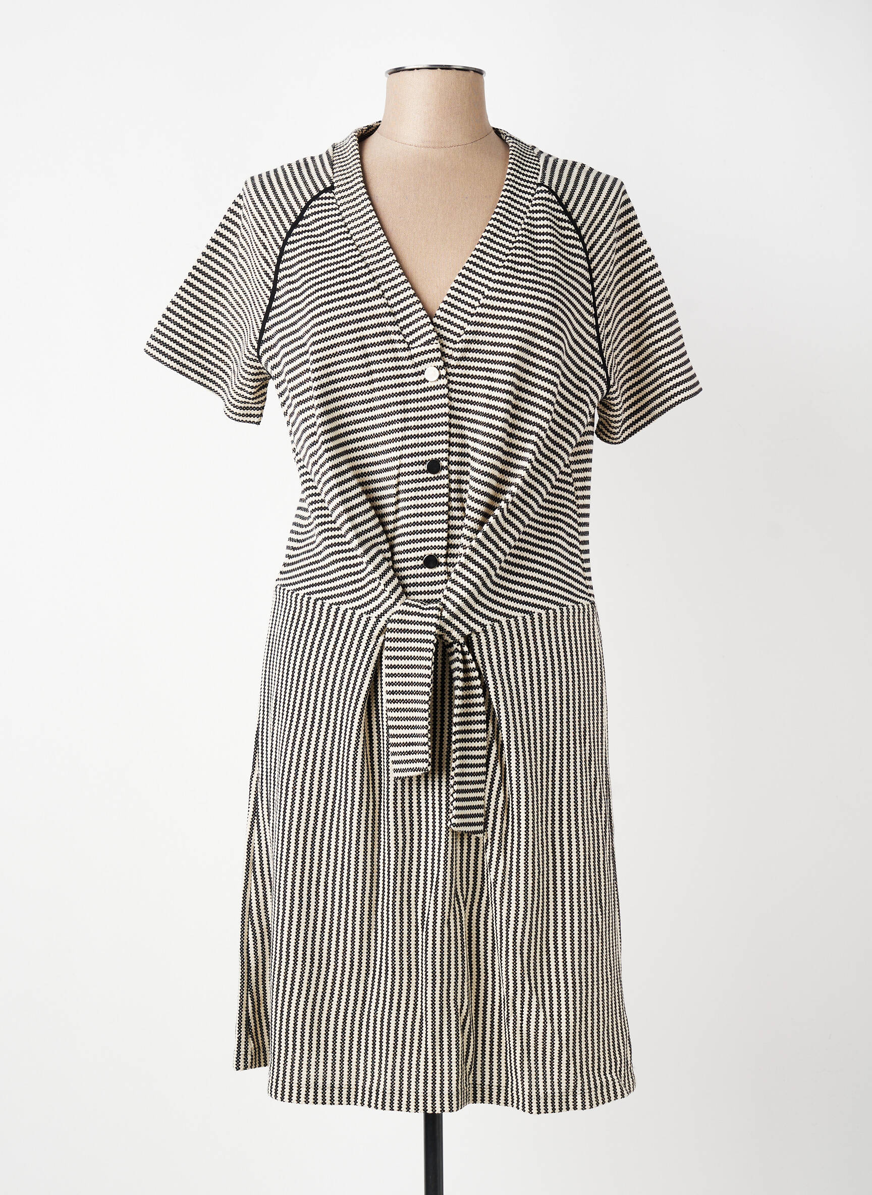 Robe mi-longue manches courtes manches courtes beige I.CODE (By IKKS) femme