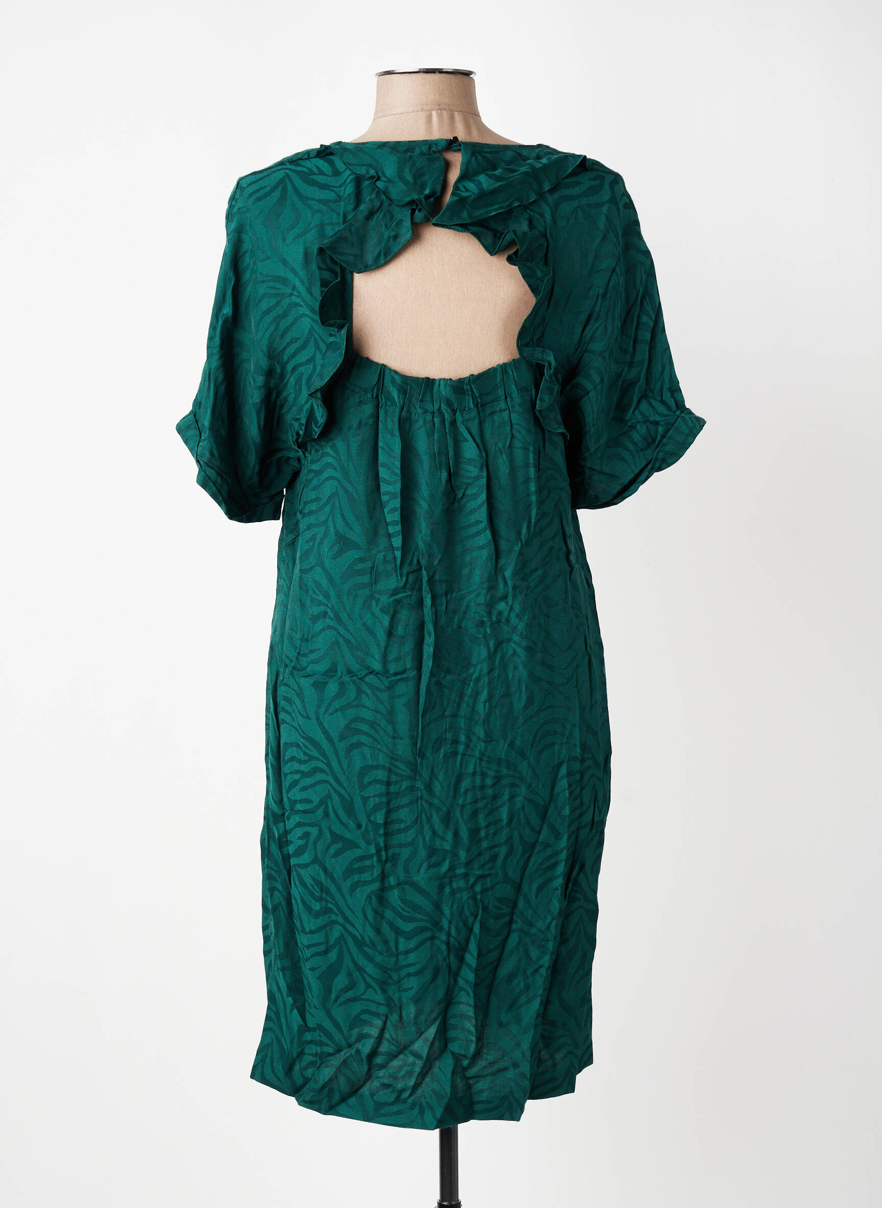Robe mi-longue manches courtes manches courtes vert I.CODE (By IKKS) femme