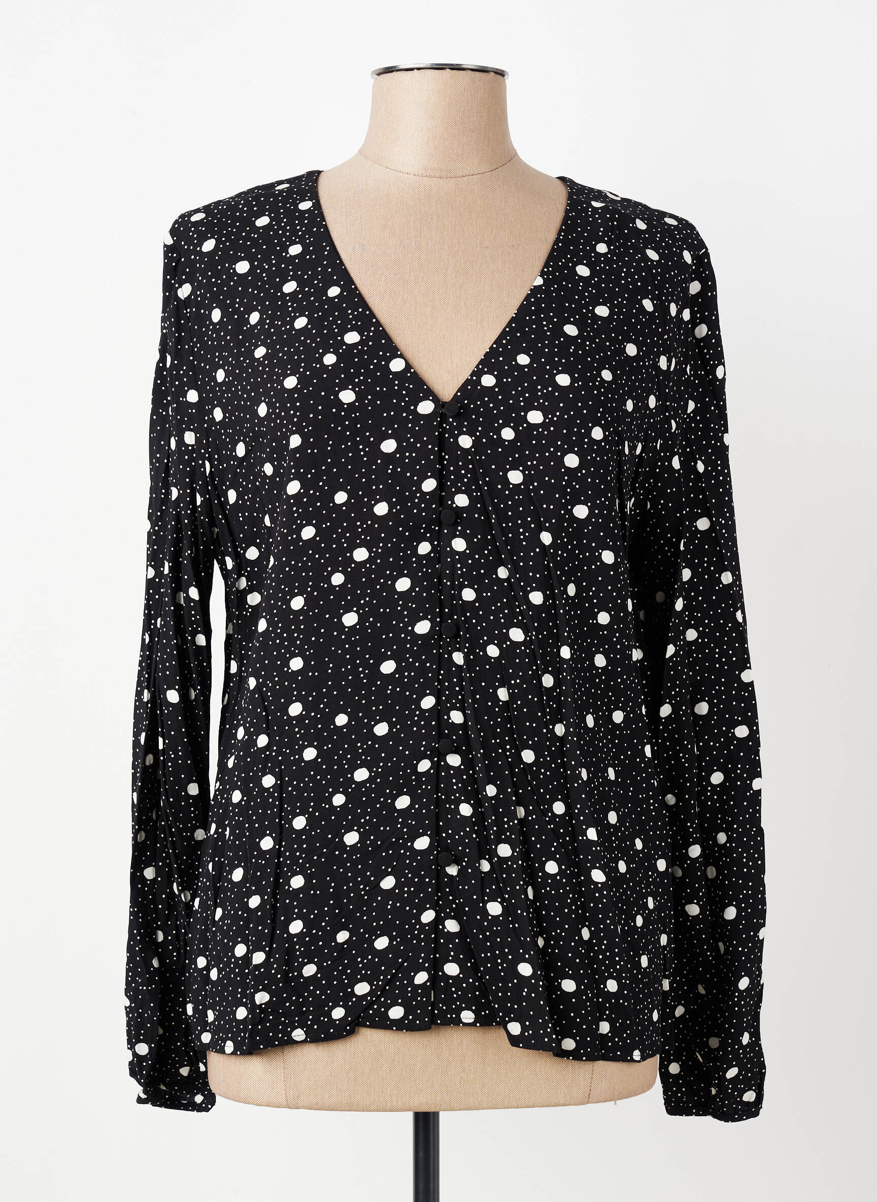 Blouse tissage popeline manches longues noir I.CODE (By IKKS) femme