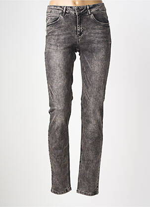 Jeans coupe slim effet usé délavé taille normale gris OUI femme
