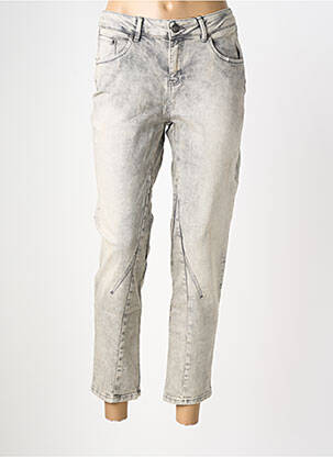 Jeans coupe slim effet usé délavé taille normale gris OUI femme