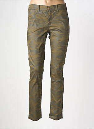 Pantalon chino stretch taille basse vert HAPPY femme
