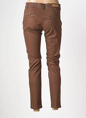 Pantalon chino stretch taille basse marron HAPPY femme