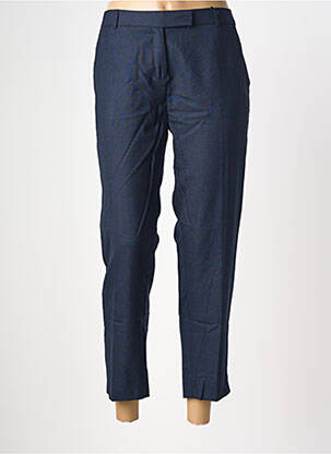 Pantalon chino fermeture zippée sous rabat avec crochet taille normale bleu MAISON LAB femme