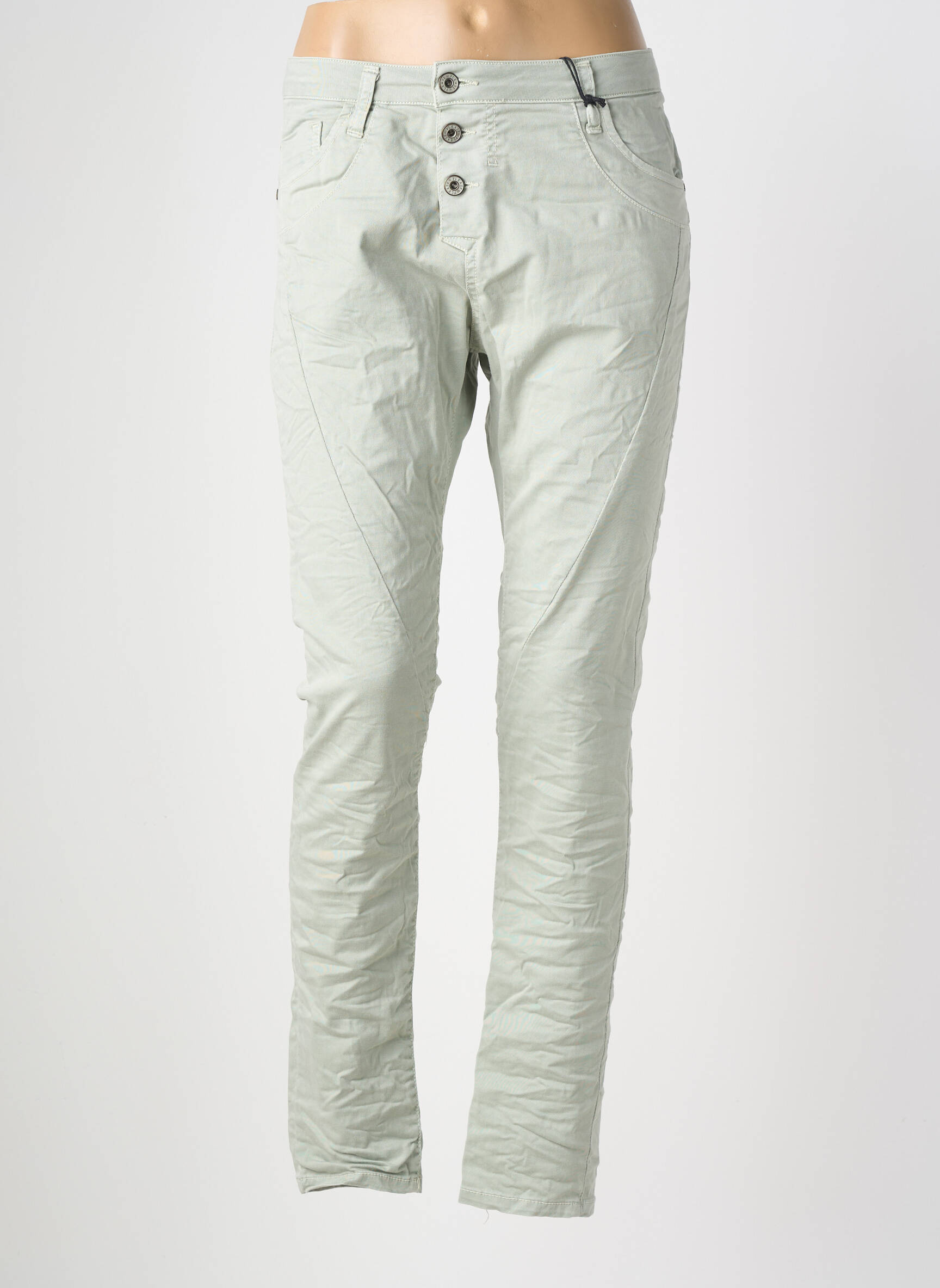 Jeans coupe slim stretch taille normale vert PLEASE femme