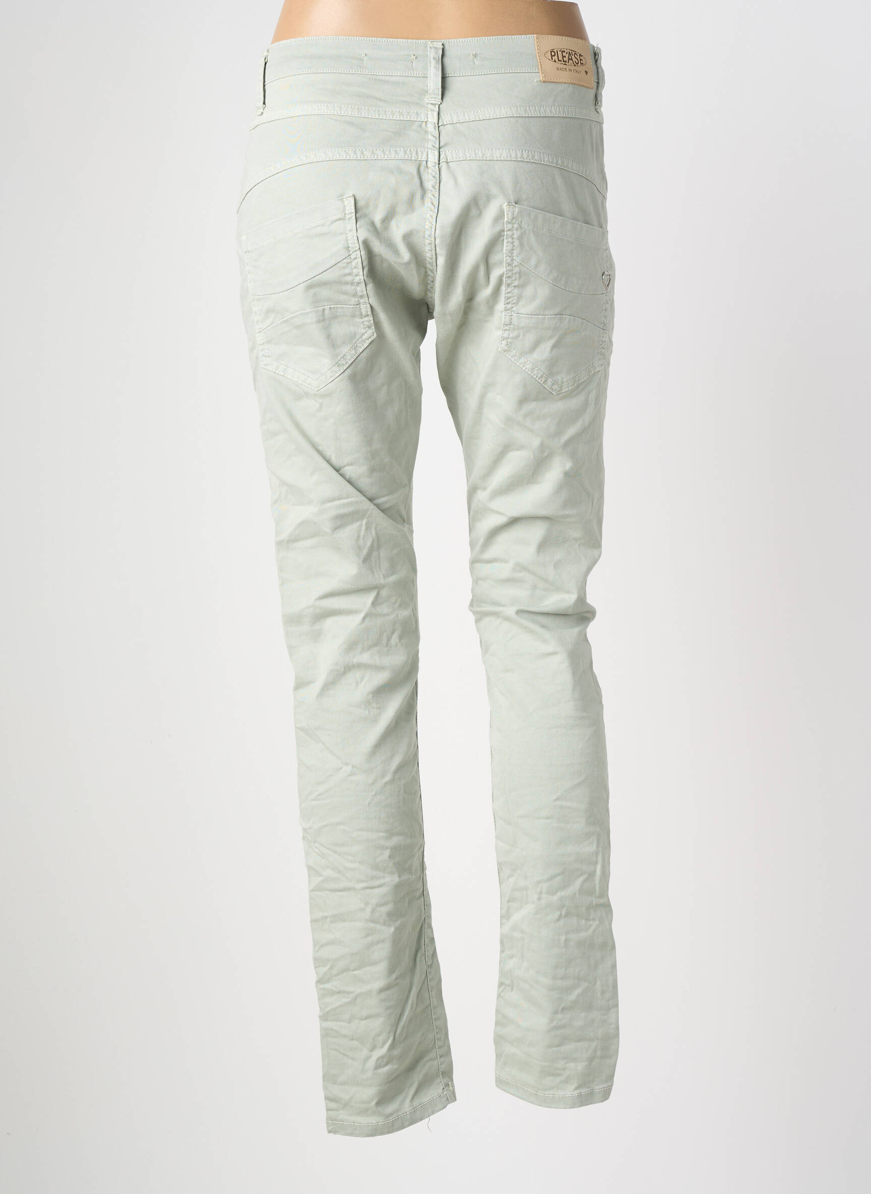 Jeans coupe slim stretch taille normale vert PLEASE femme