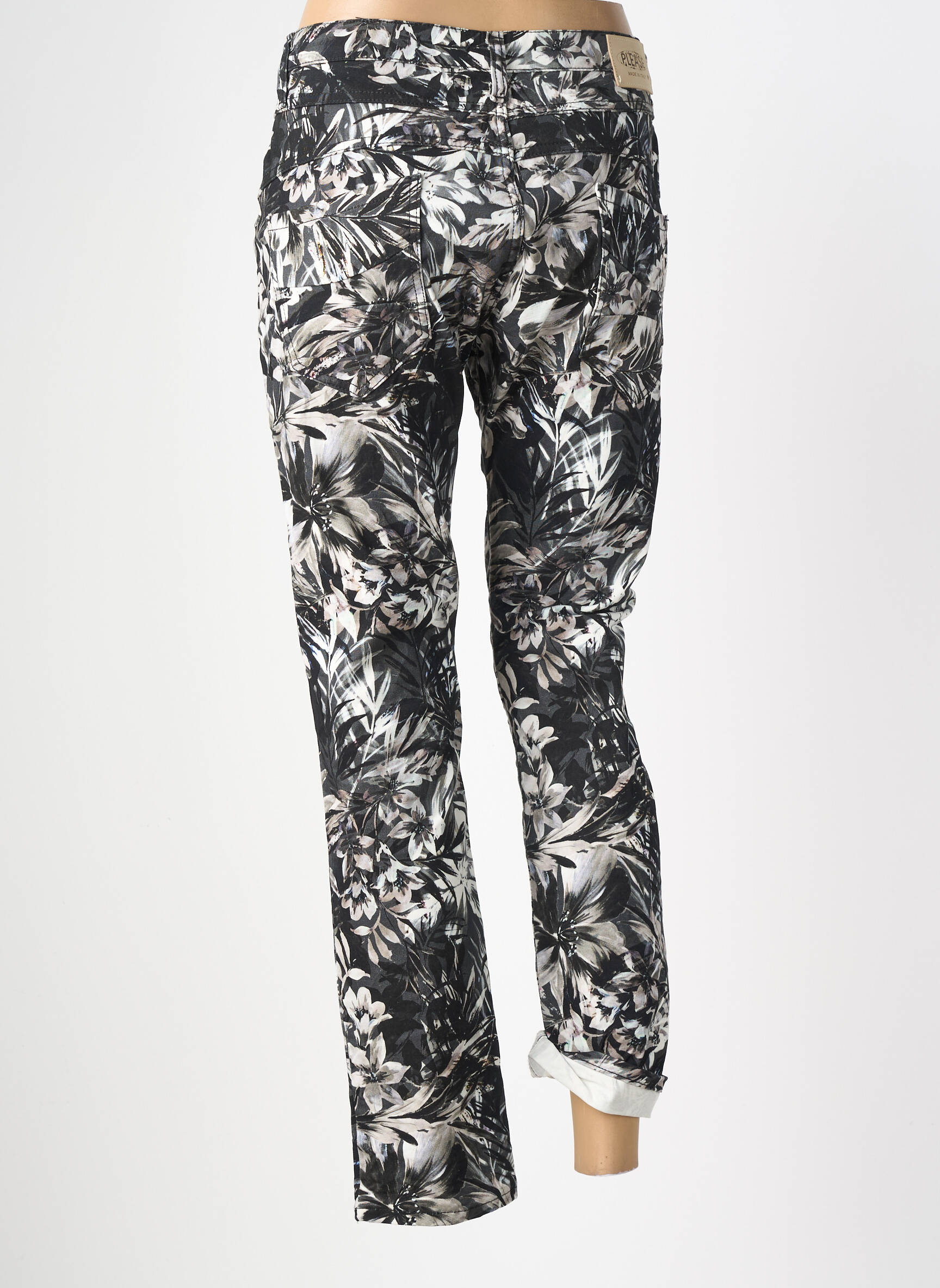 Jeans coupe slim stretch taille normale noir PLEASE femme