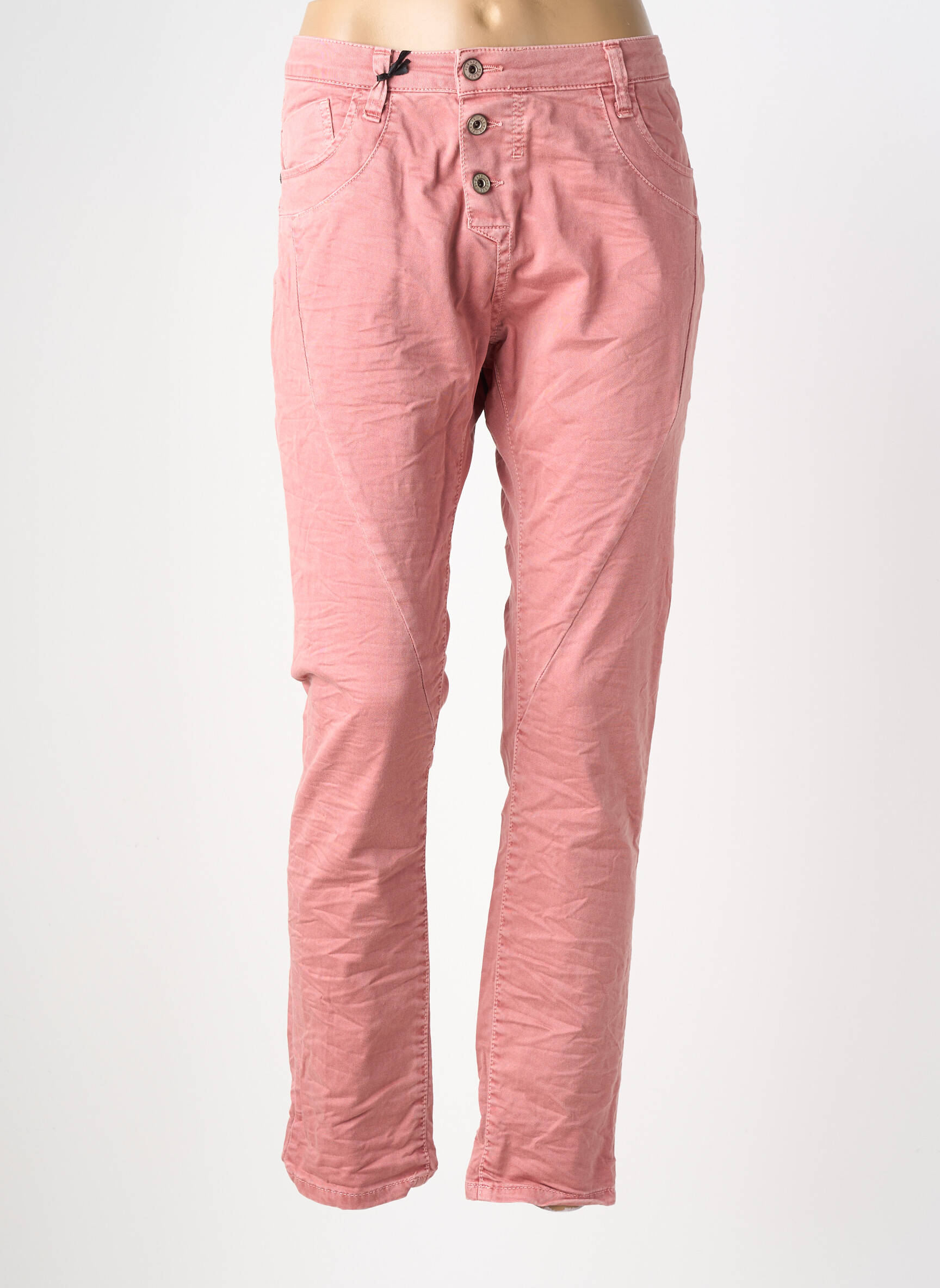 Jeans coupe slim stretch taille normale rose PLEASE femme