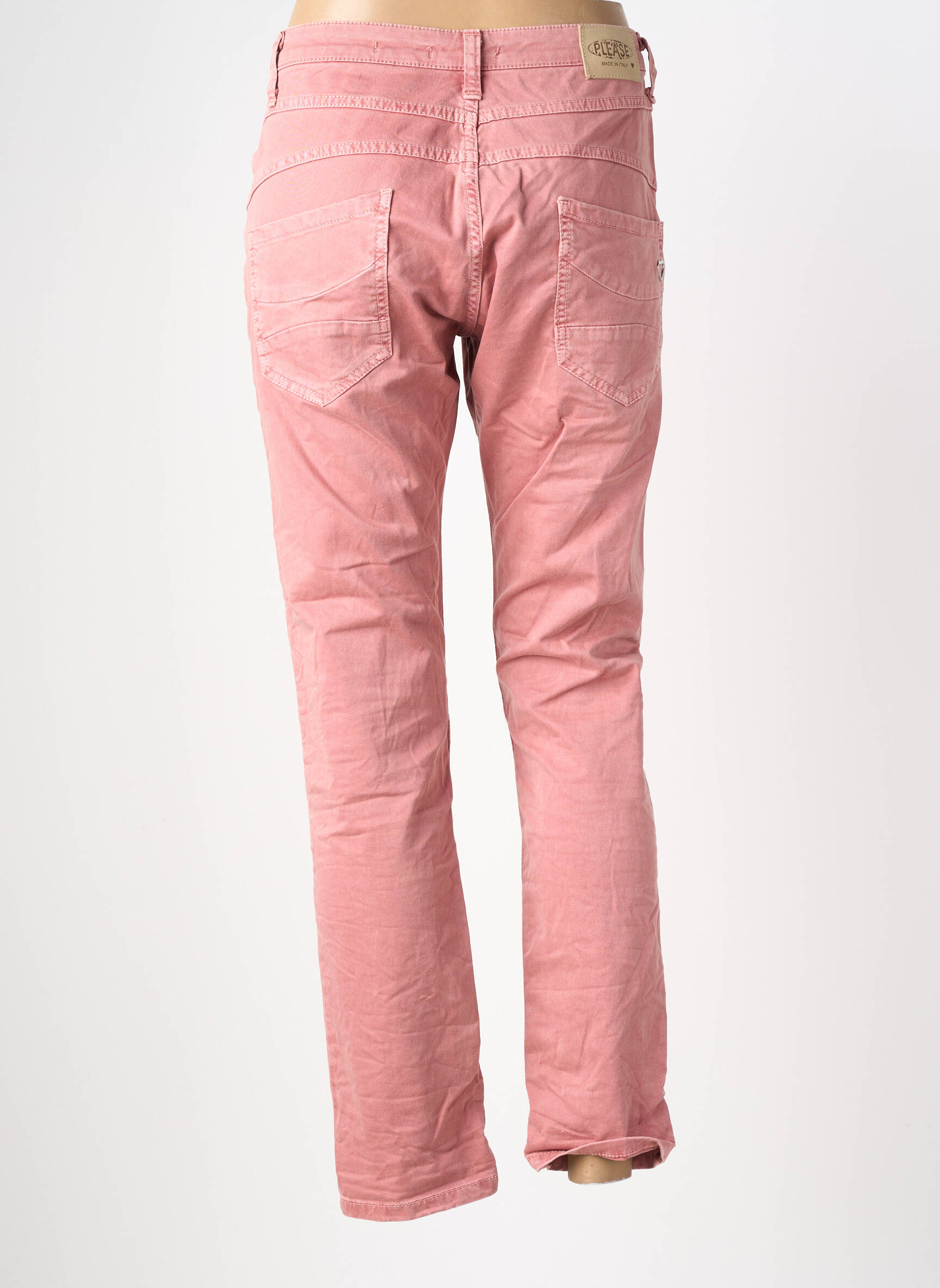 Jeans coupe slim stretch taille normale rose PLEASE femme