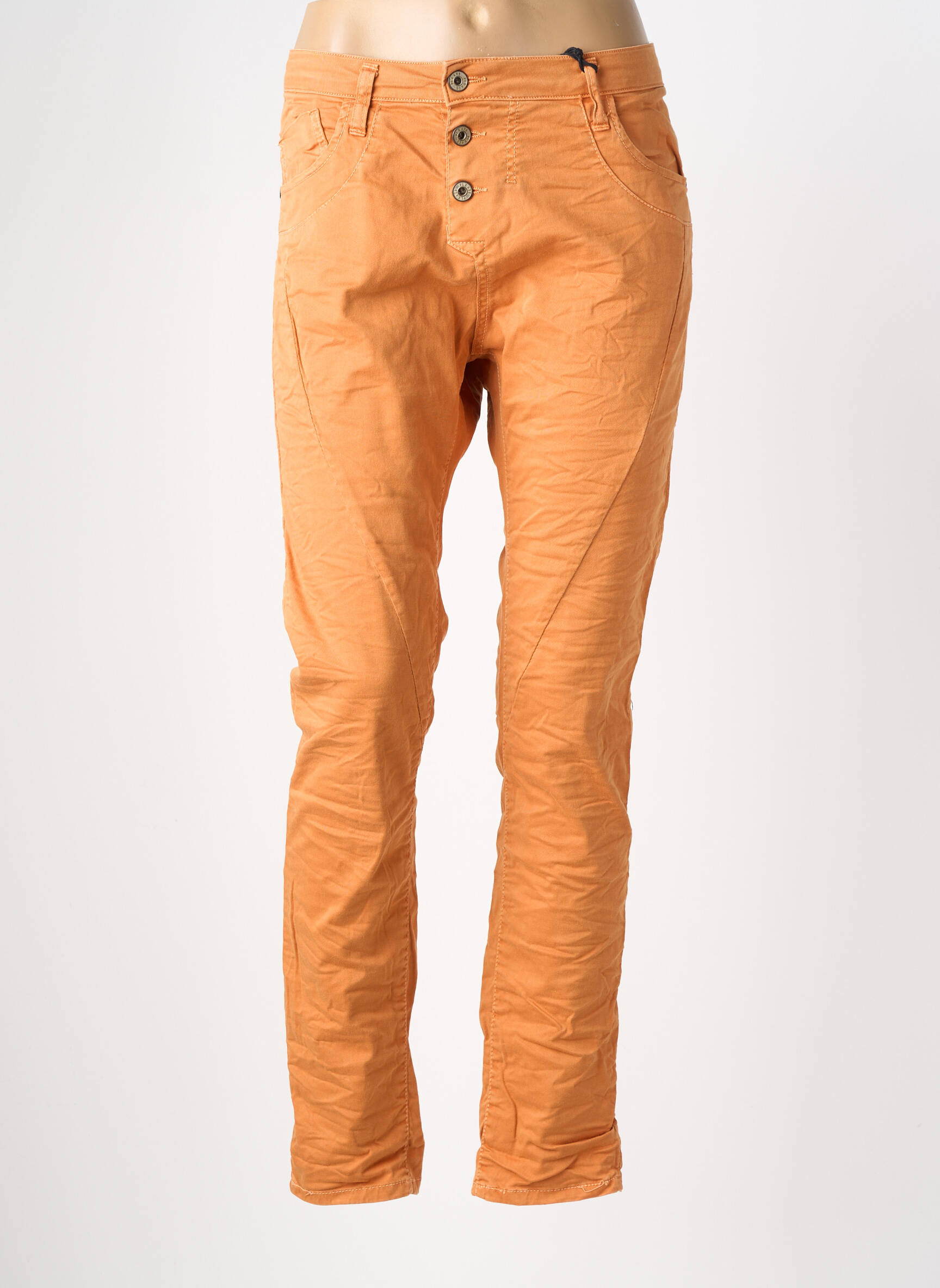 Jeans coupe slim stretch taille normale orange PLEASE femme