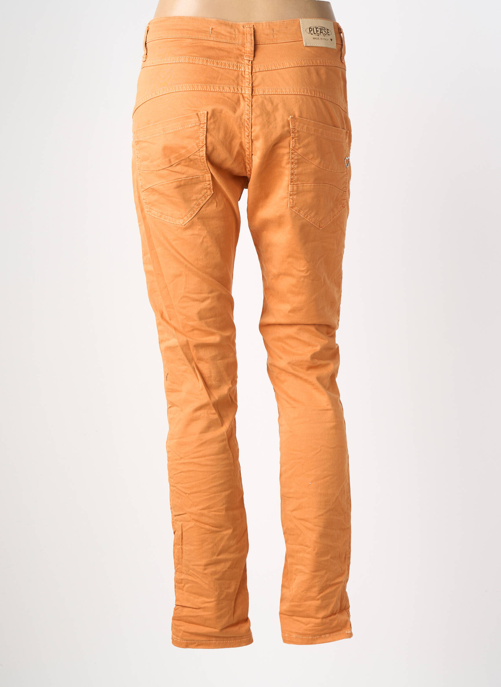 Jeans coupe slim stretch taille normale orange PLEASE femme