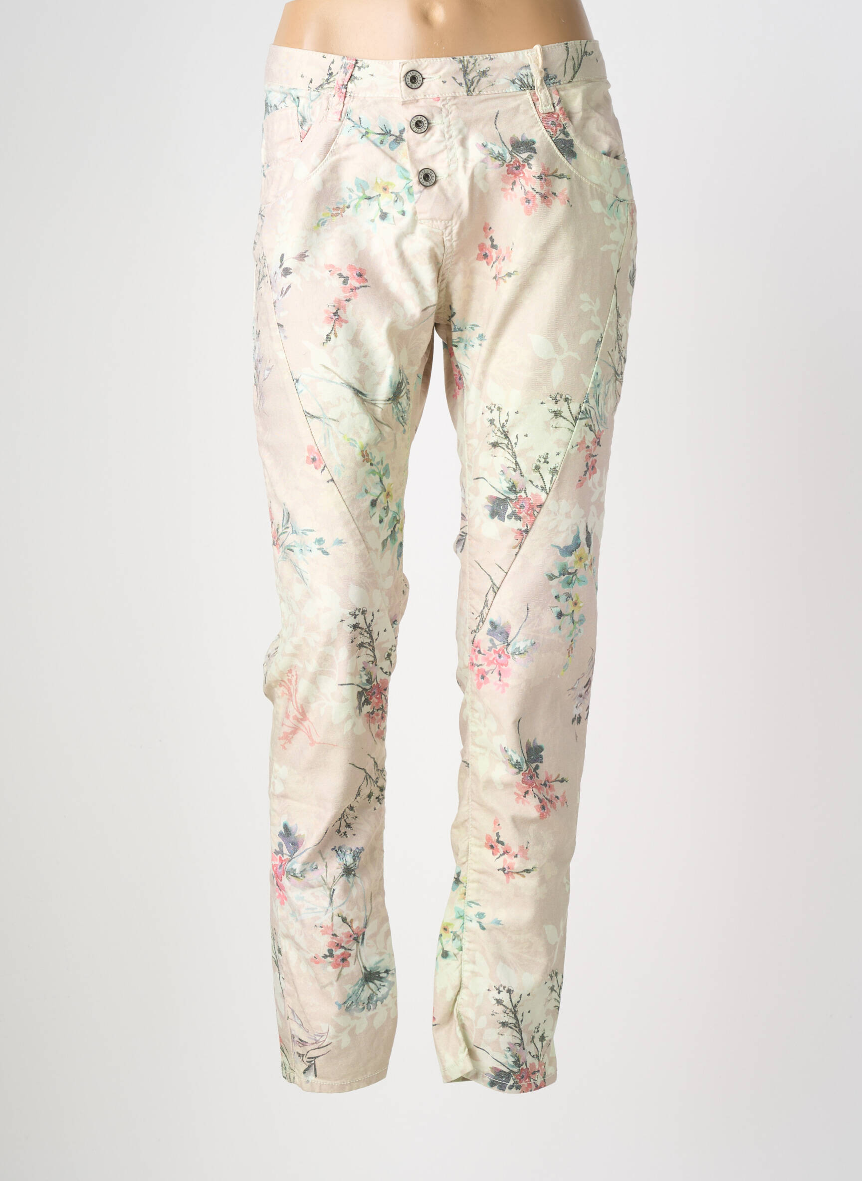 Jeans coupe slim stretch taille normale beige PLEASE femme