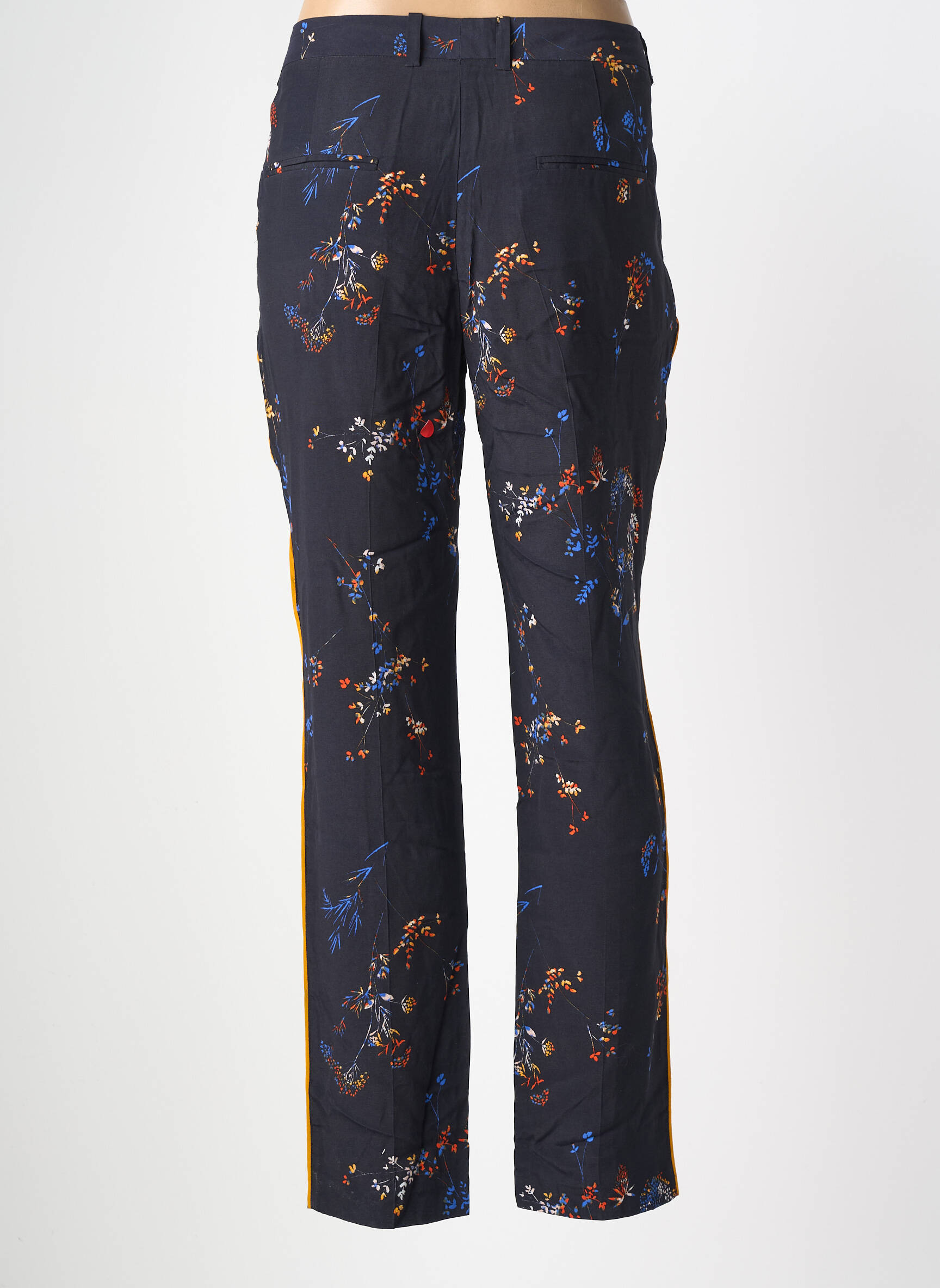 Pantalon chino fermeture zippée sous rabat avec crochet taille normale noir OUI femme