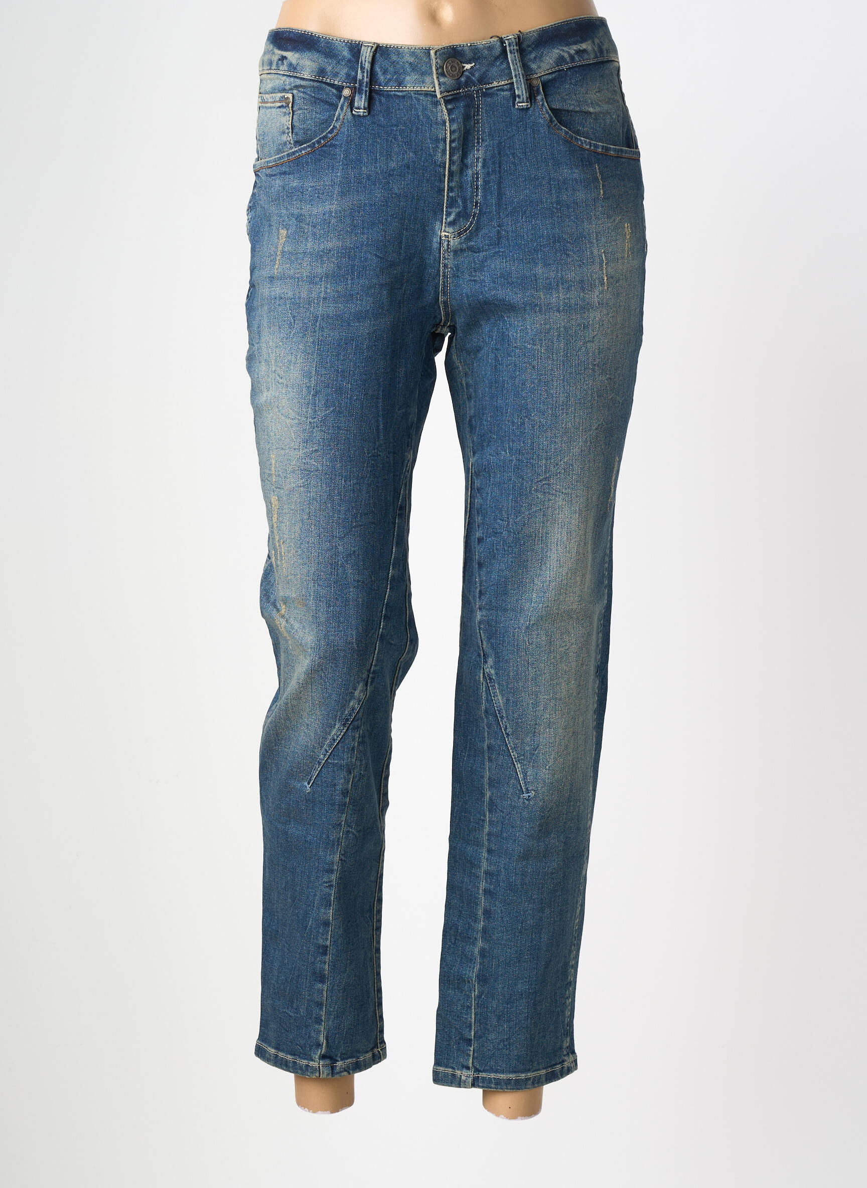 Jeans coupe slim effet usé délavé taille normale bleu OUI femme