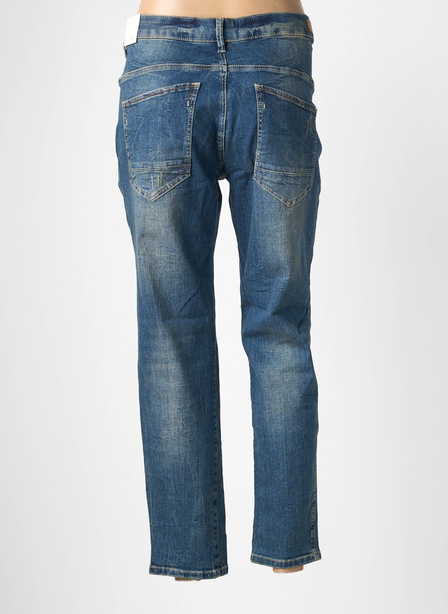 Jeans coupe slim effet usé délavé taille normale bleu OUI femme
