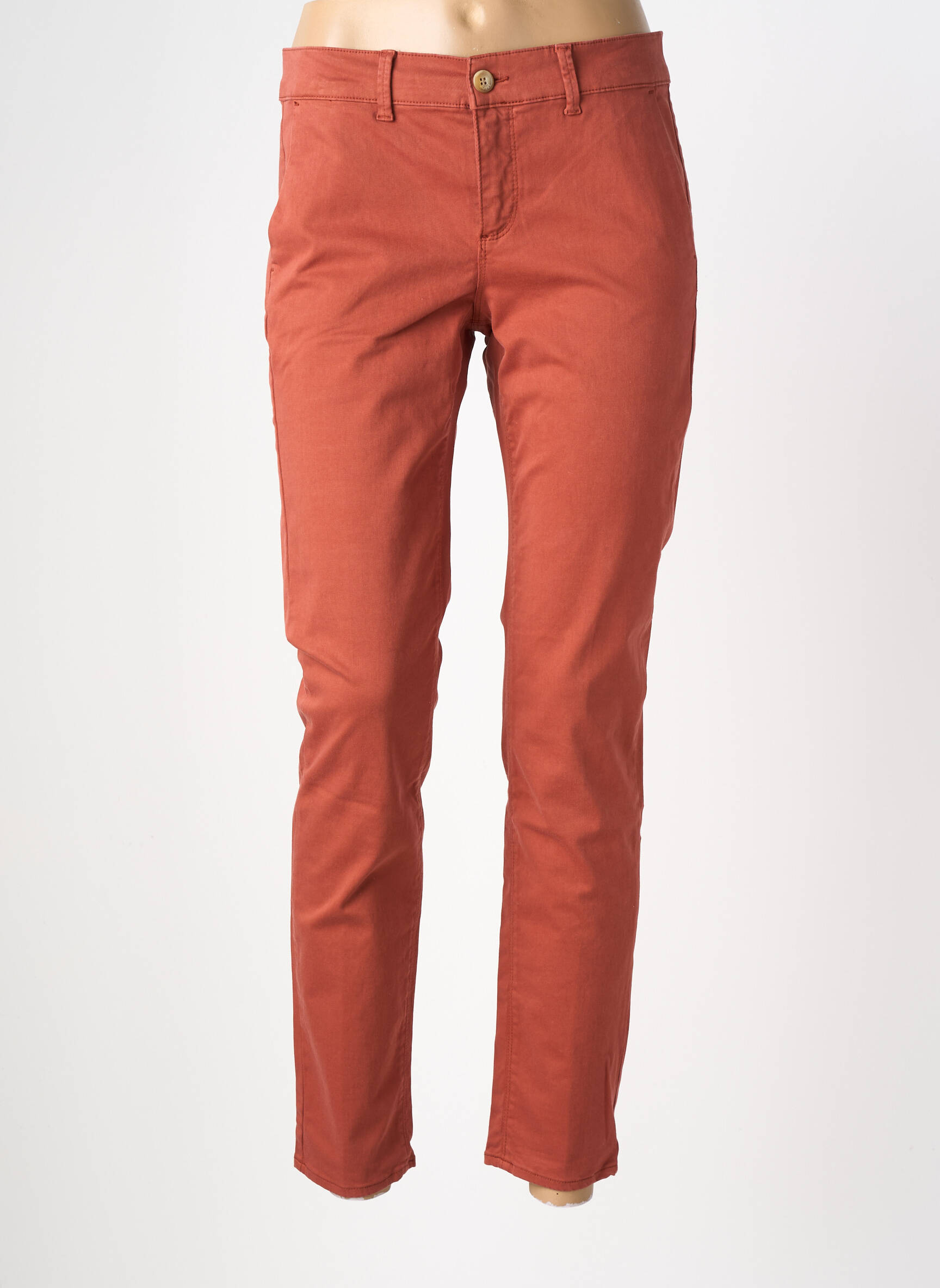 Pantalon chino stretch taille normale orange HAPPY femme