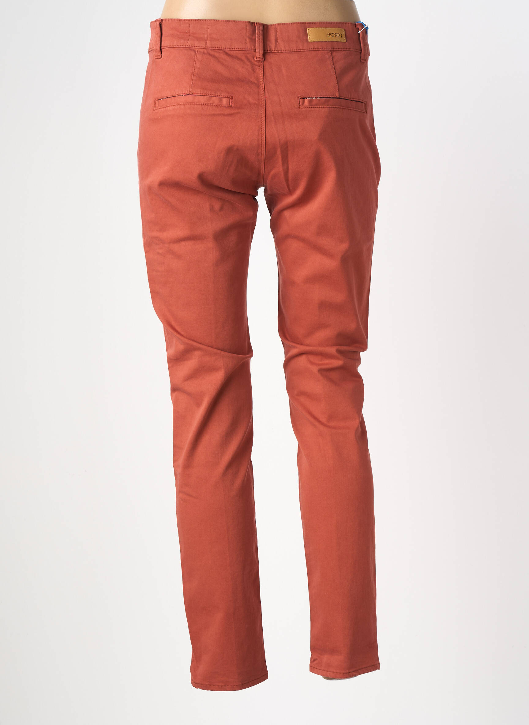Pantalon chino stretch taille normale orange HAPPY femme