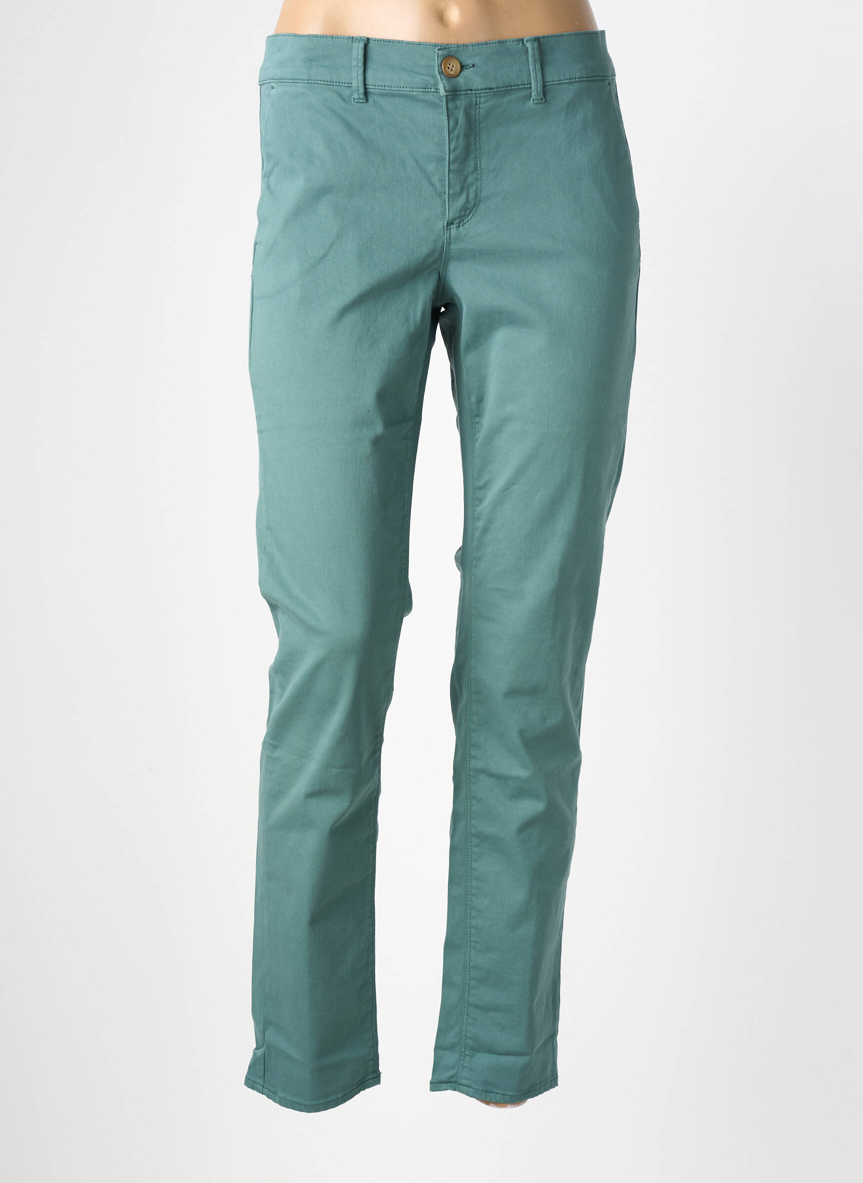 Pantalon chino stretch taille normale vert HAPPY femme