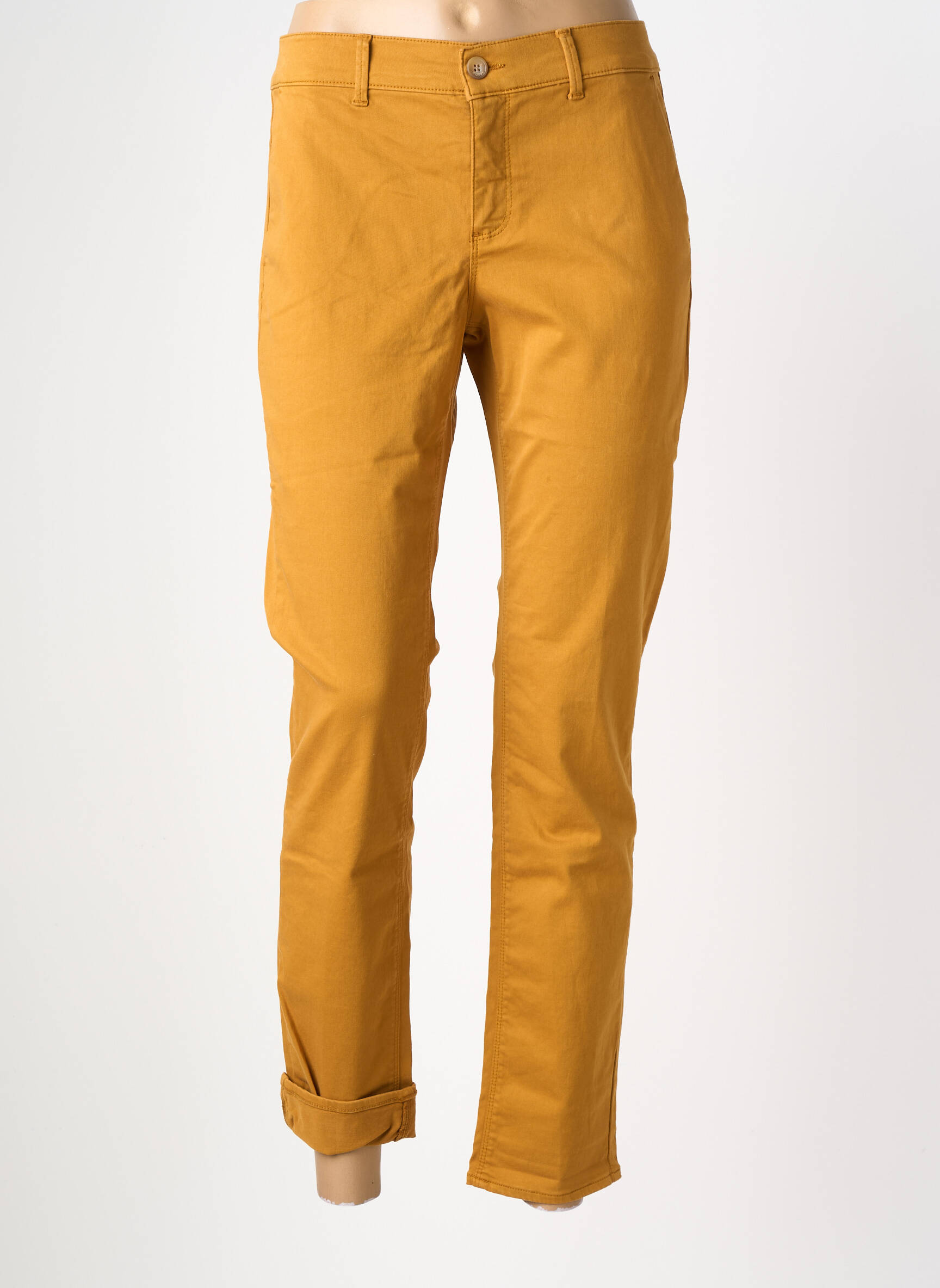Pantalon chino stretch taille normale jaune HAPPY femme
