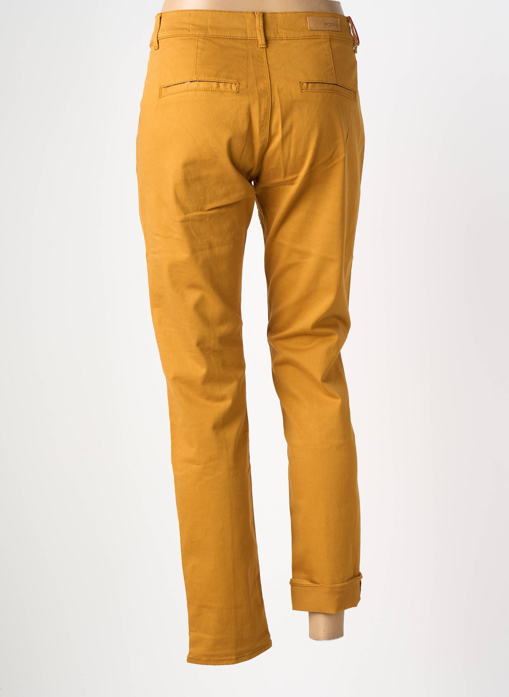 Pantalon chino stretch taille normale jaune HAPPY femme