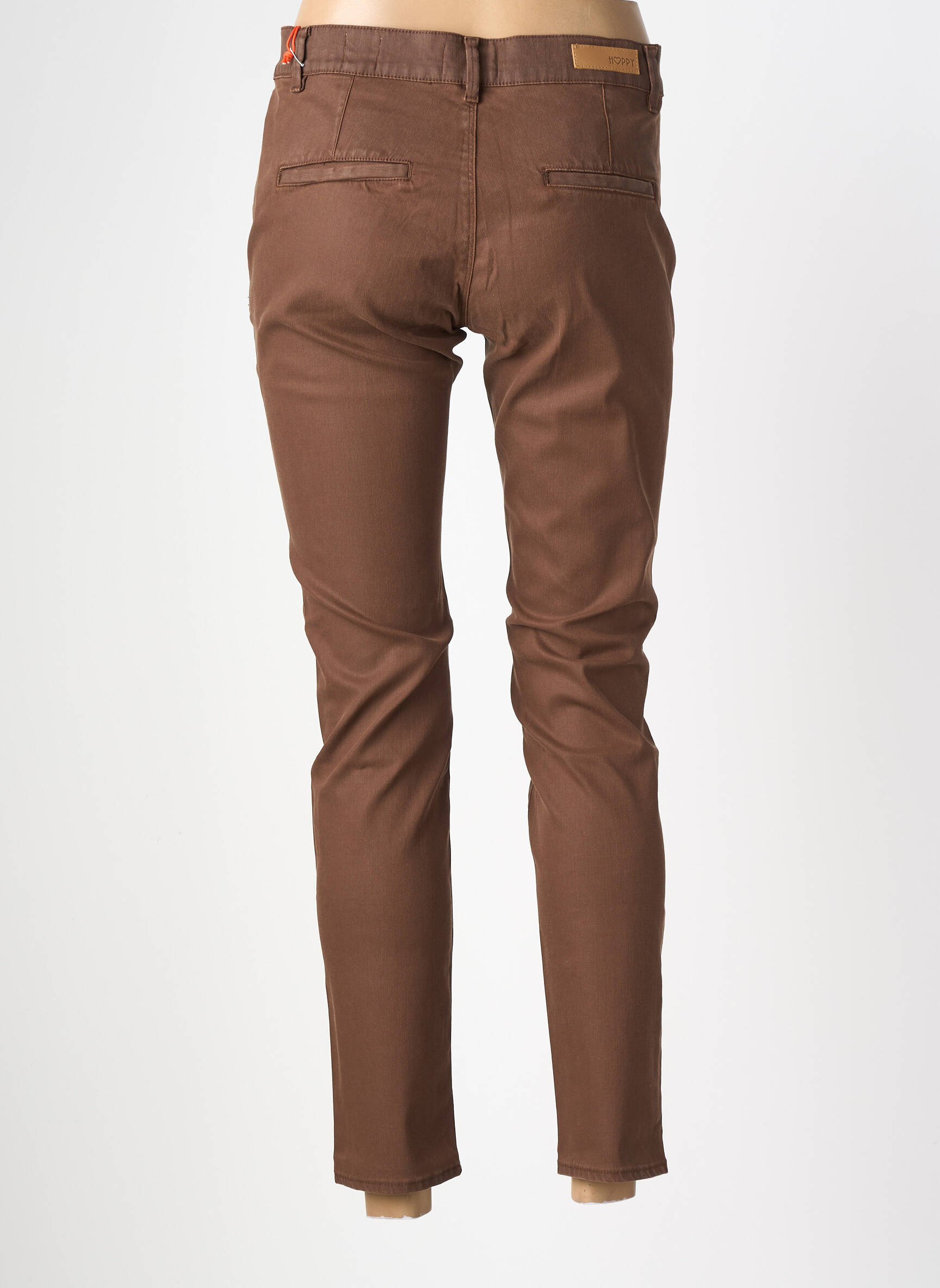 Pantalon chino stretch taille basse marron HAPPY femme