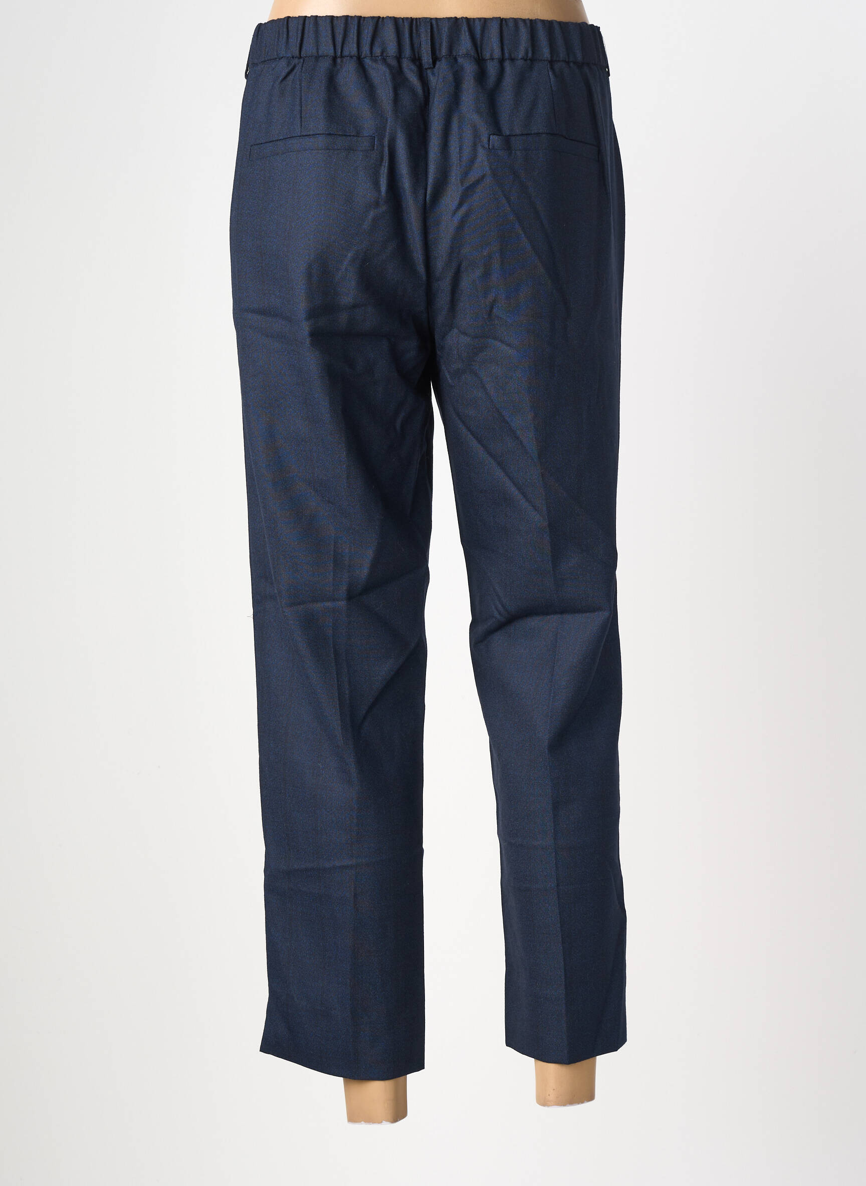 Pantalon chino fermeture zippée sous rabat avec crochet taille normale bleu MAISON LAB femme