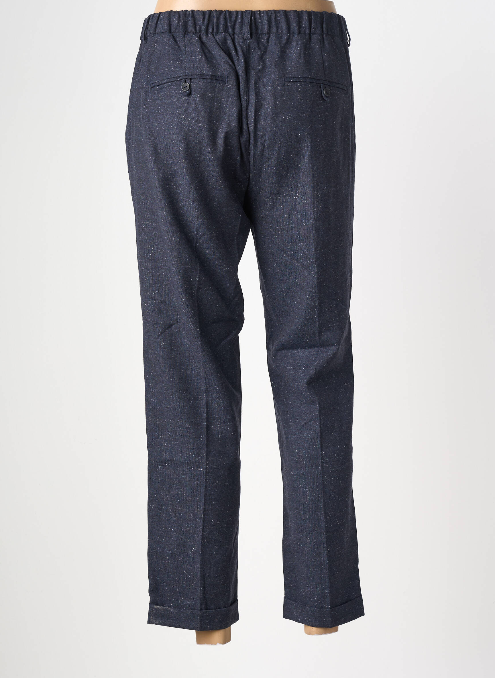 Pantalon 7/8 taille à pinces taille normale bleu MAISON LAB femme