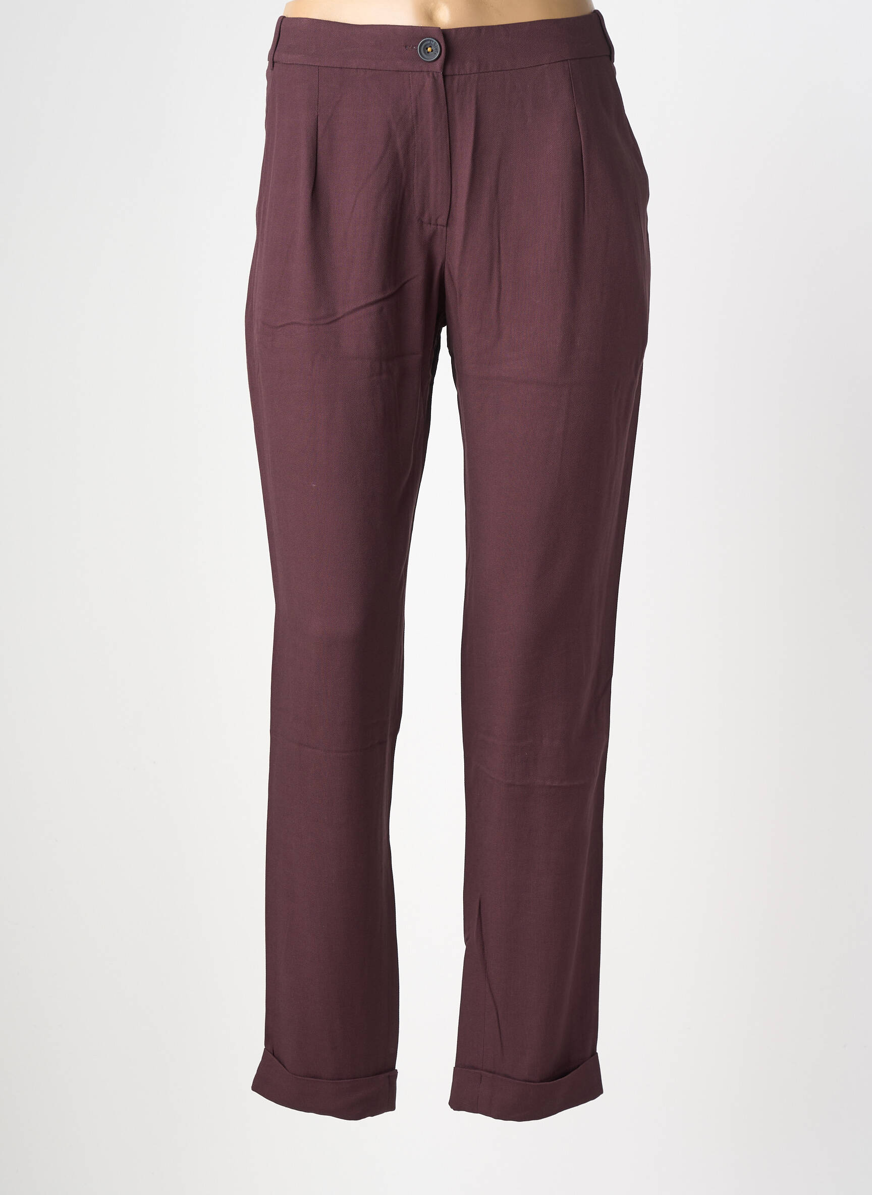 Pantalon chino fermeture zippée sous rabat boutonné taille normale violet TINSELS femme
