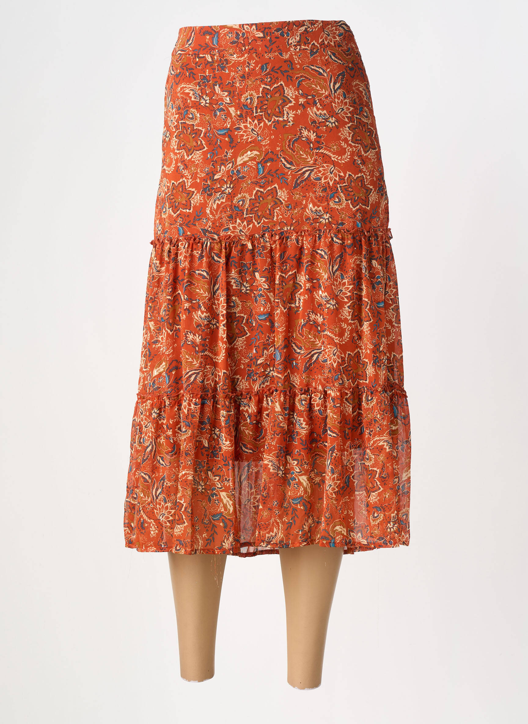 Jupe longue taille haute orange GRACE & MILA femme