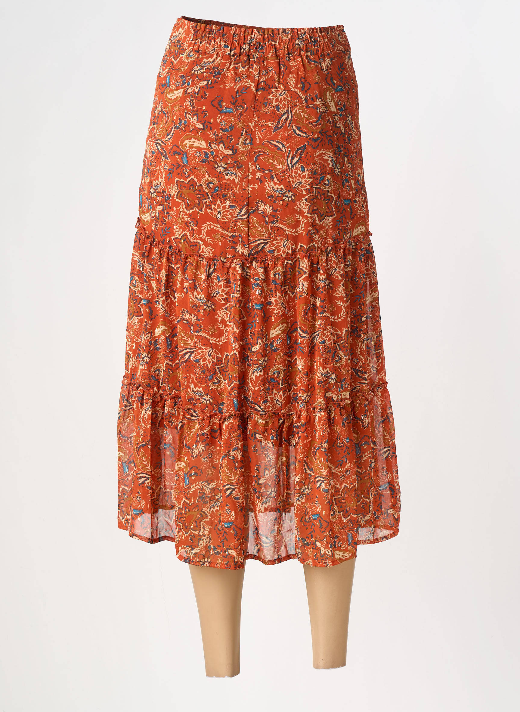 Jupe longue taille haute orange GRACE & MILA femme