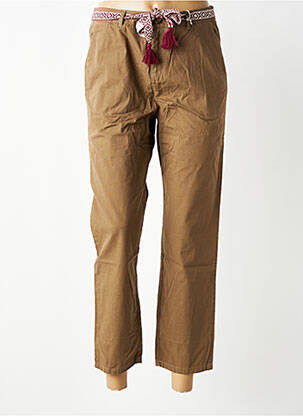 Pantalon chino fermeture zippée sous rabat boutonné taille normale marron LAB DIP PARIS femme