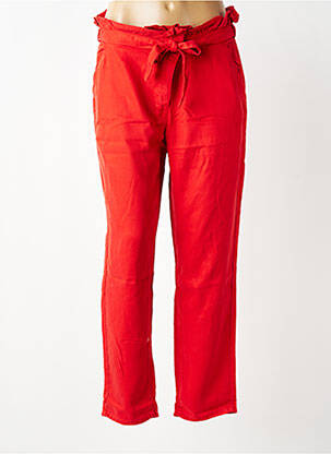 Pantalon droit fermeture zippée sous rabat avec crochet taille normale rouge MARIE-SIXTINE femme