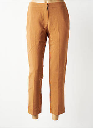 Pantalon chino fermeture zippée sous rabat avec crochet taille normale marron Y'COO femme