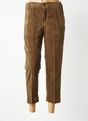 Pantalon chino fermeture zippée sous rabat boutonné taille haute marron HOD femme