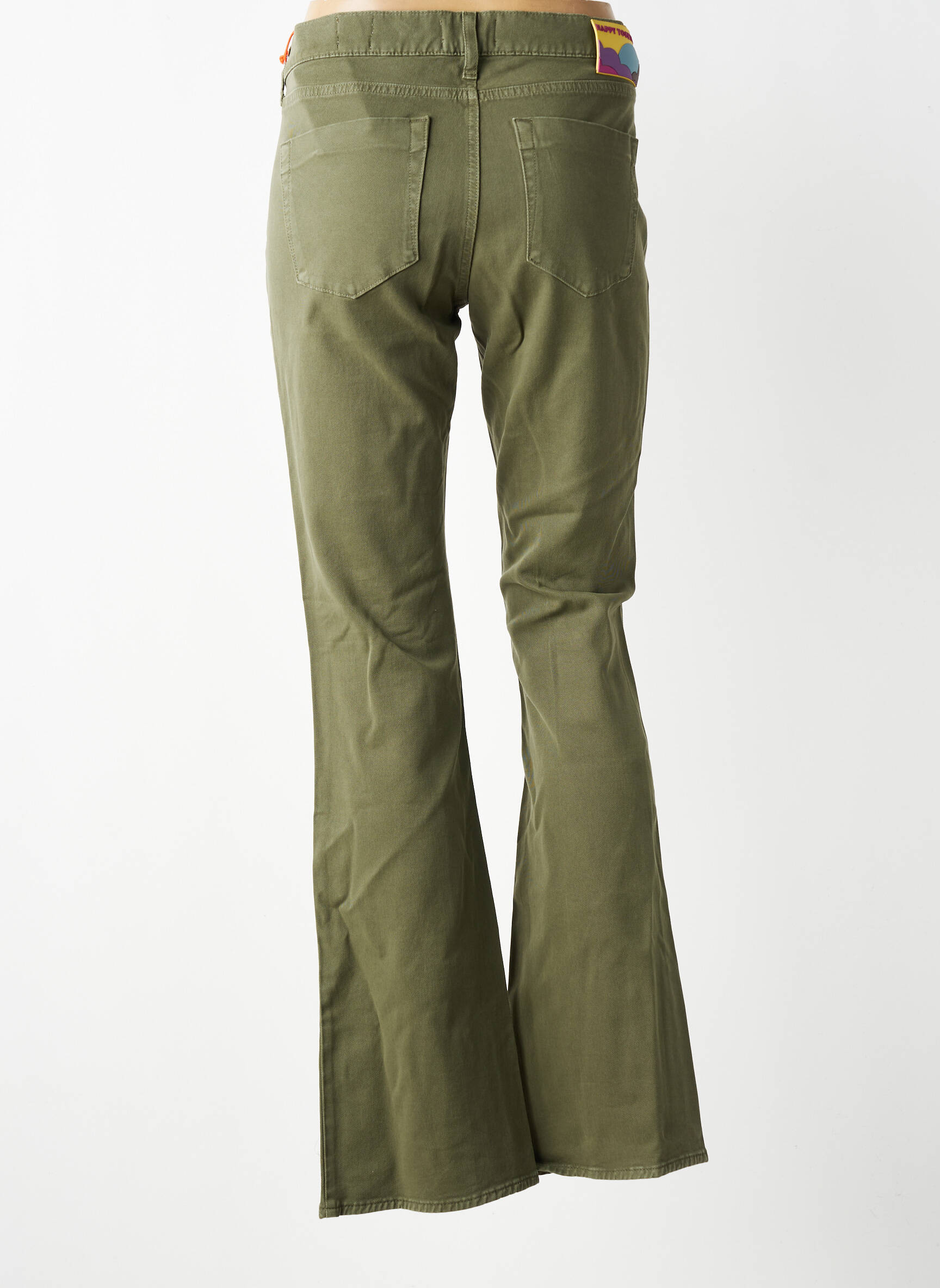 Pantalon flare stretch taille normale vert HAPPY femme