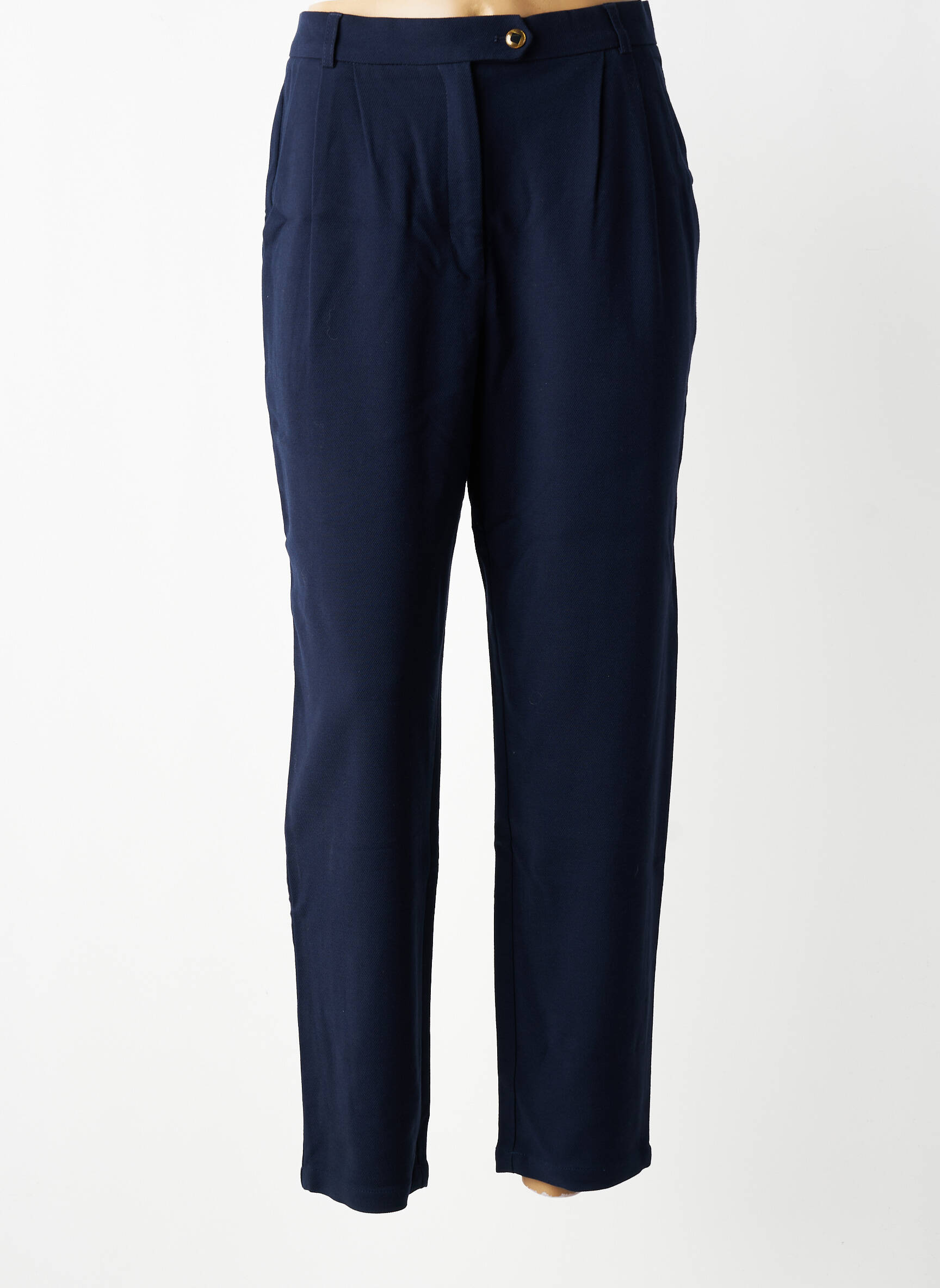 Pantalon droit taille à pinces taille normale bleu DES PETITS HAUTS femme