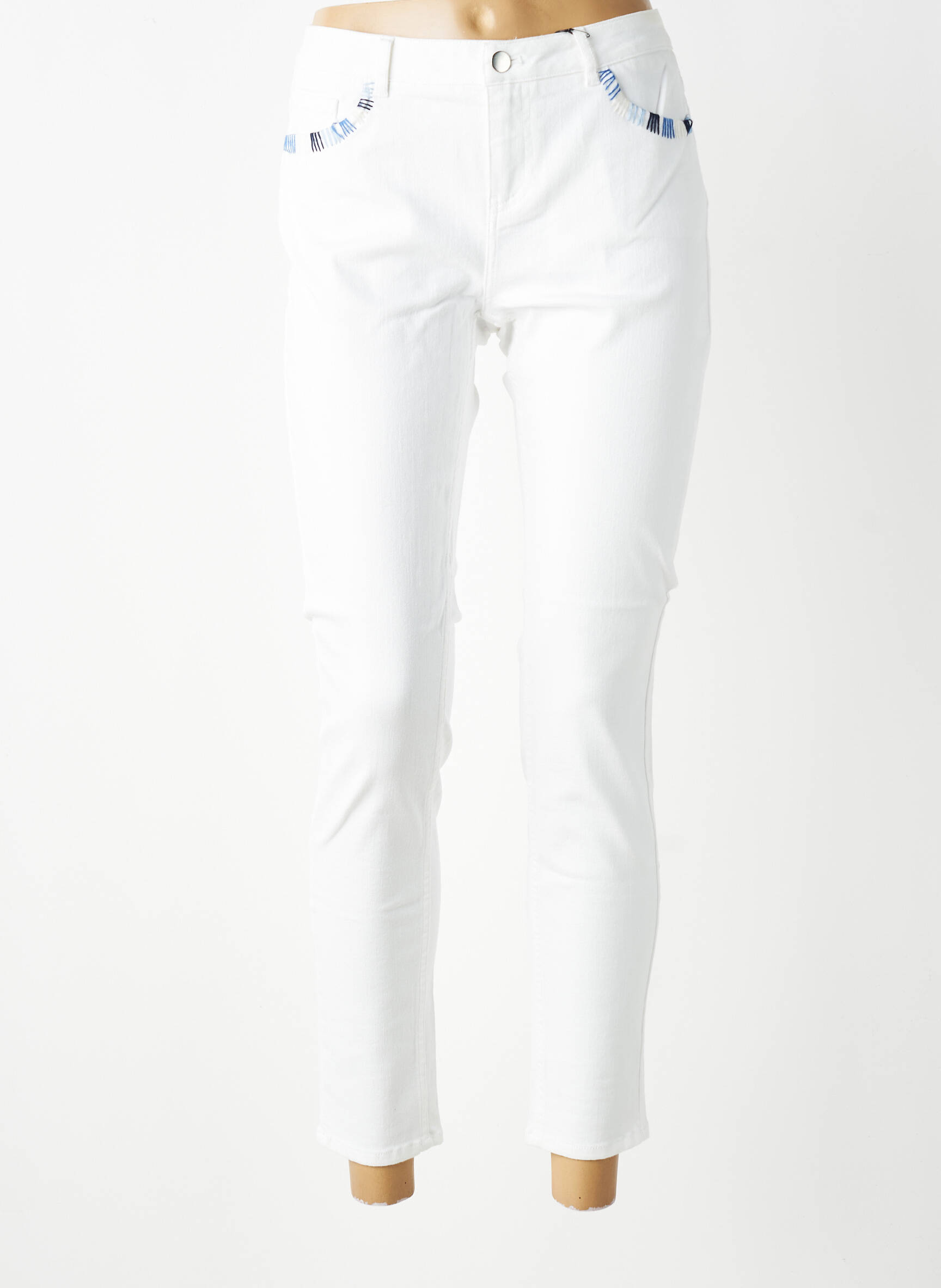 Jeans coupe slim stretch taille normale blanc LAB DIP PARIS femme