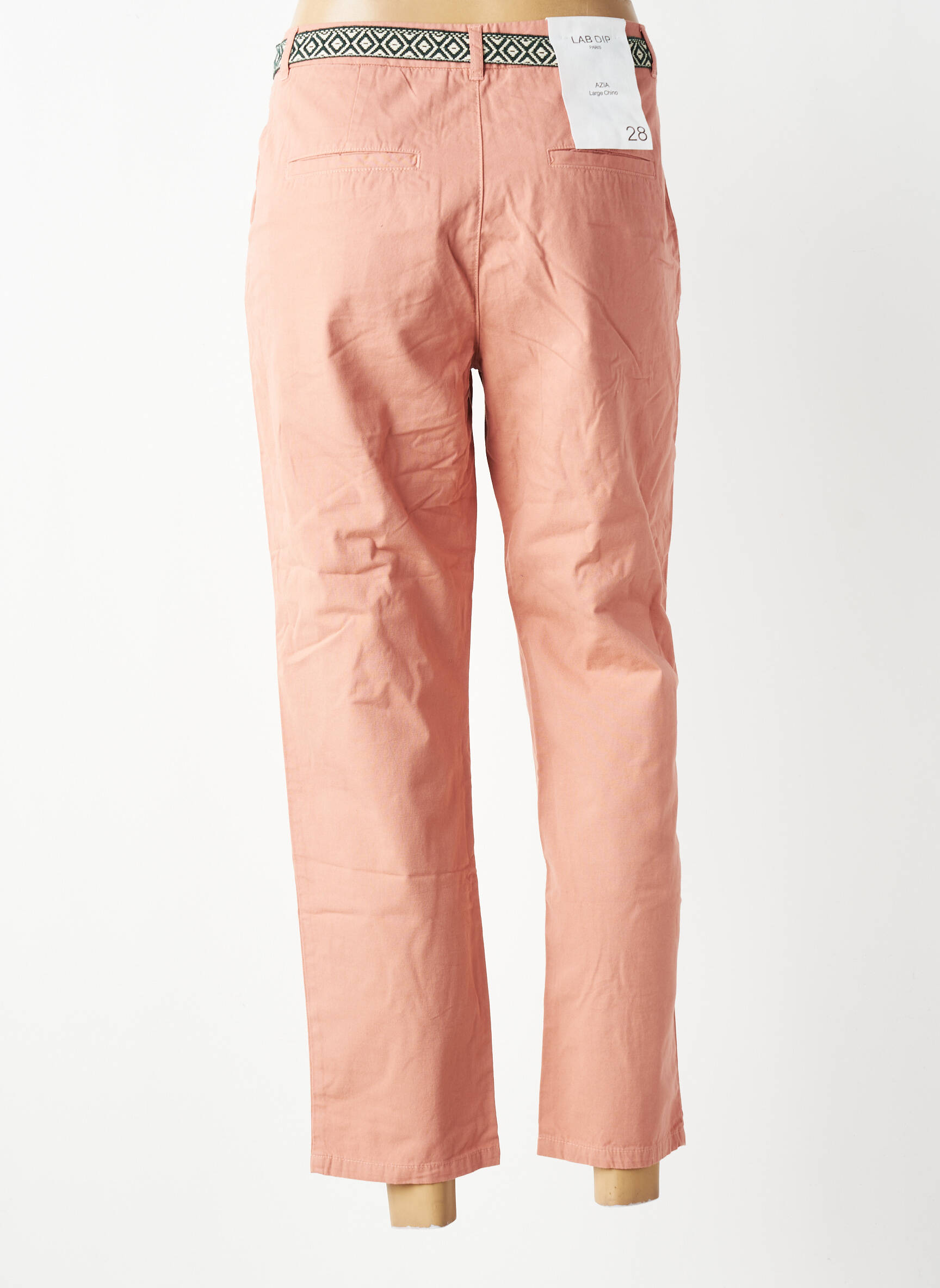 Pantalon chino fermeture zippée sous rabat boutonné taille normale rose LAB DIP PARIS femme